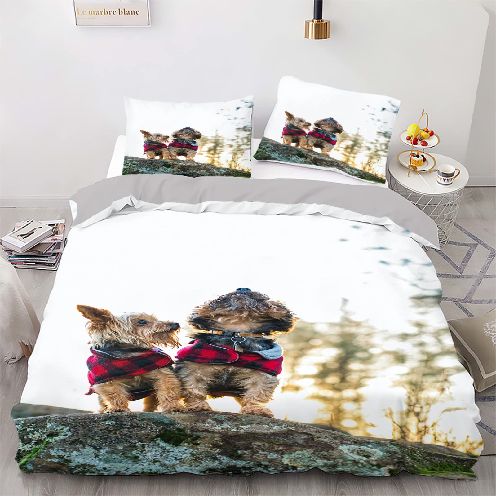 Parure de lit 220x240 microfibre sans repassage motif chiens
