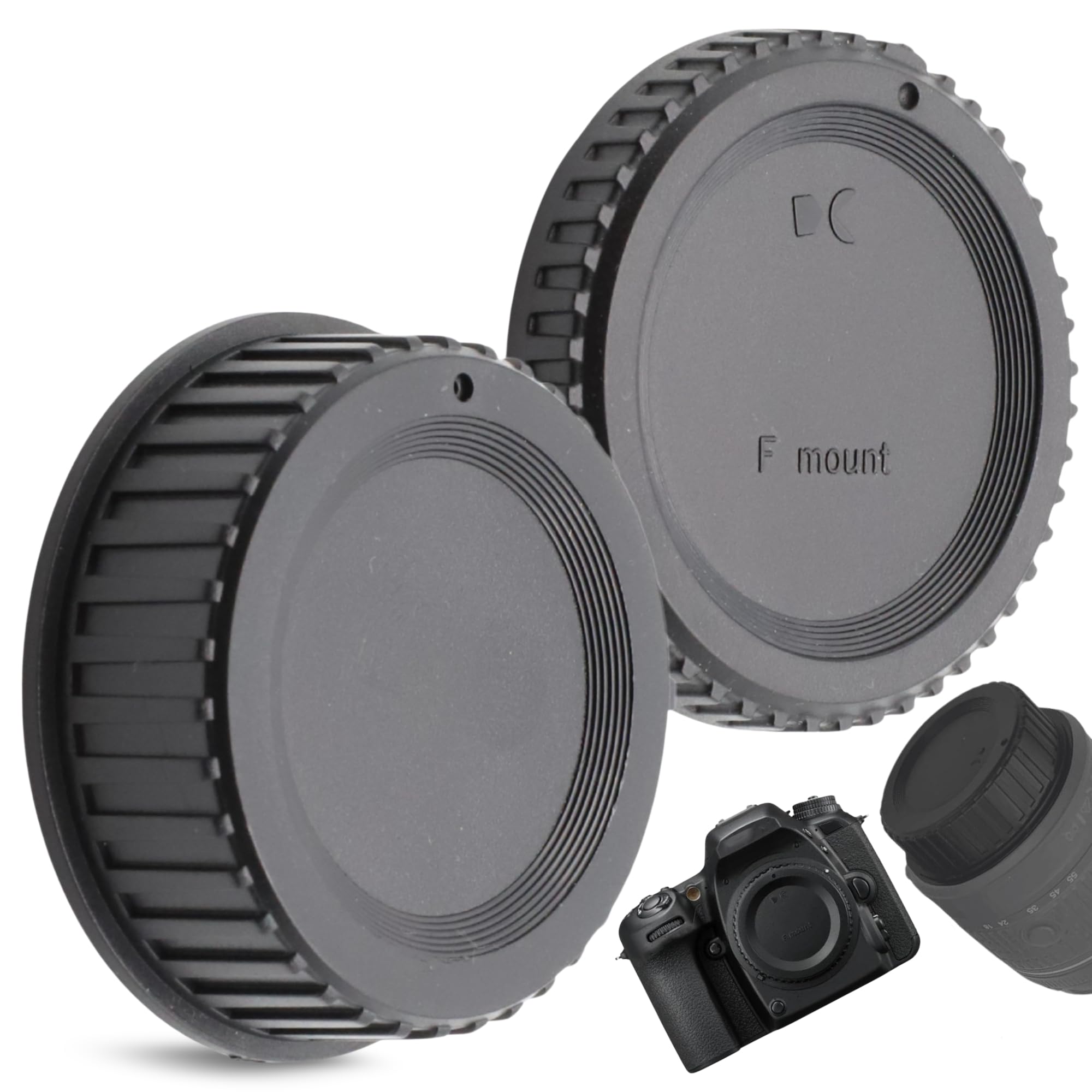 TECHZOCO Coperchio anteriore e coperchio posteriore dell'obiettivo, compatibile con Nikon D7500 D7200 D7100 D7000 D5600 D5300 D5200 D5100 D3500 D3400 D3300 D3200 D3100 D8555 0 D81 0 D800 D750 D600