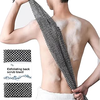 CLrkualn Exfoliating Back Scrubber Japanese Korean African Bath Wash Scrub Towels Cloth Washcloth Bath Sponge Towel for Men Women Body Scrubbing Brush Loofah Exfoliator Shower Towel Back Scrubber (1Pack Black)