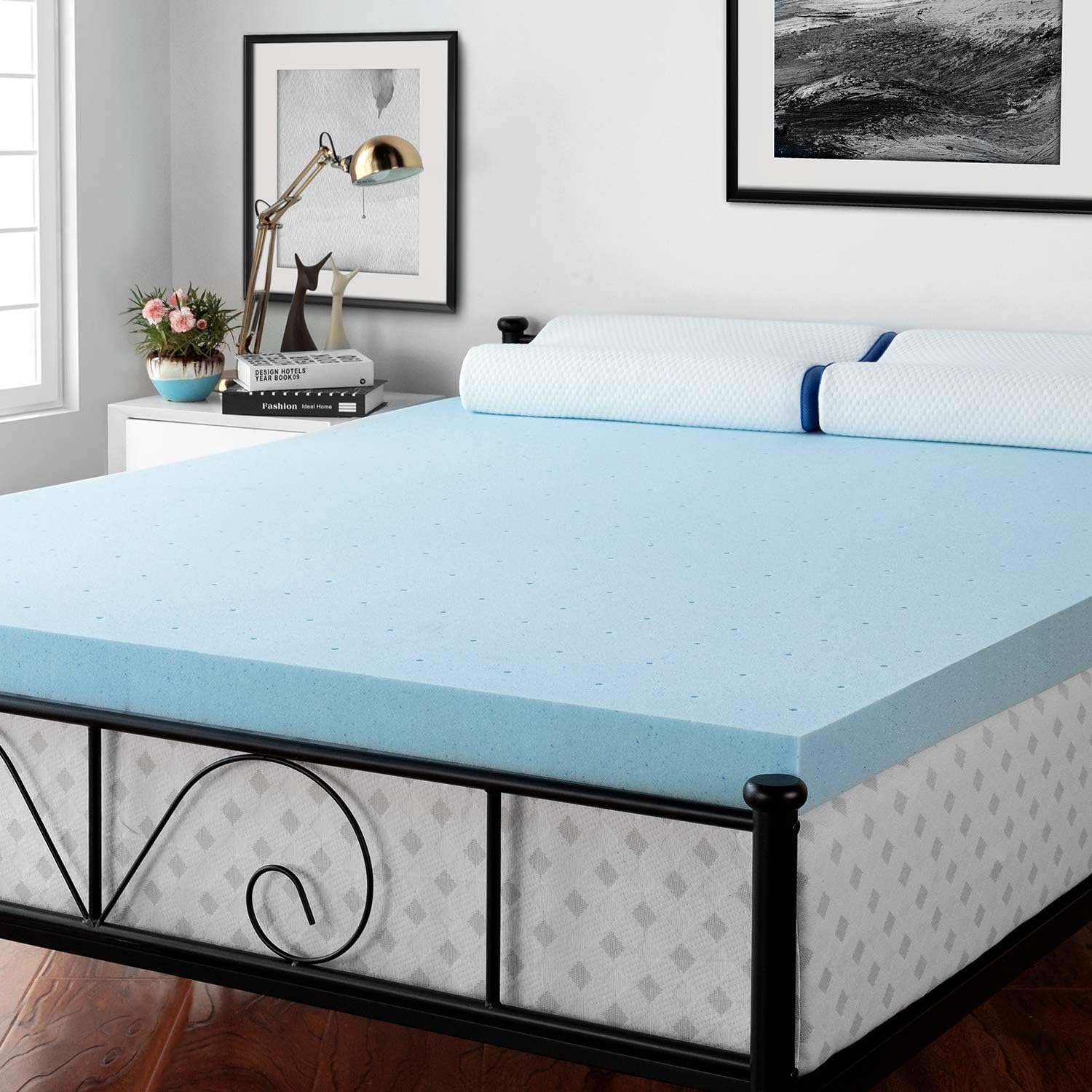 RUUF Mattress Topper Queen, 3 inch Gel-Infused Memory Foam Mattress Topper with CertiPUR-US, Soft but Firm Support
