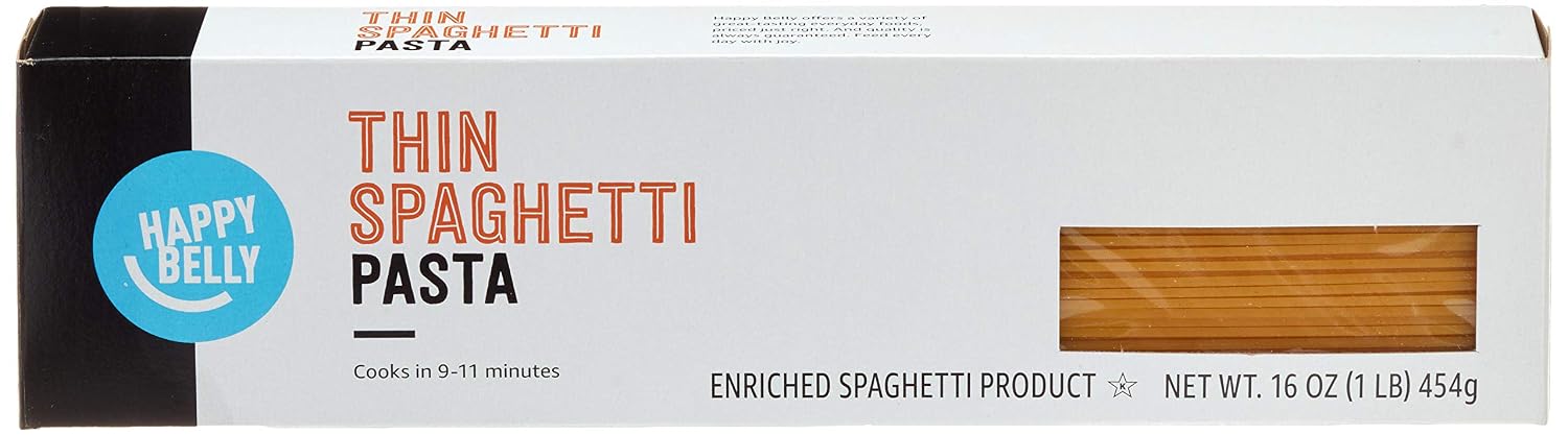 Amazon Brand - Happy Belly Pasta, Thin Spaghetti, 16 oz (Previously Solimo)