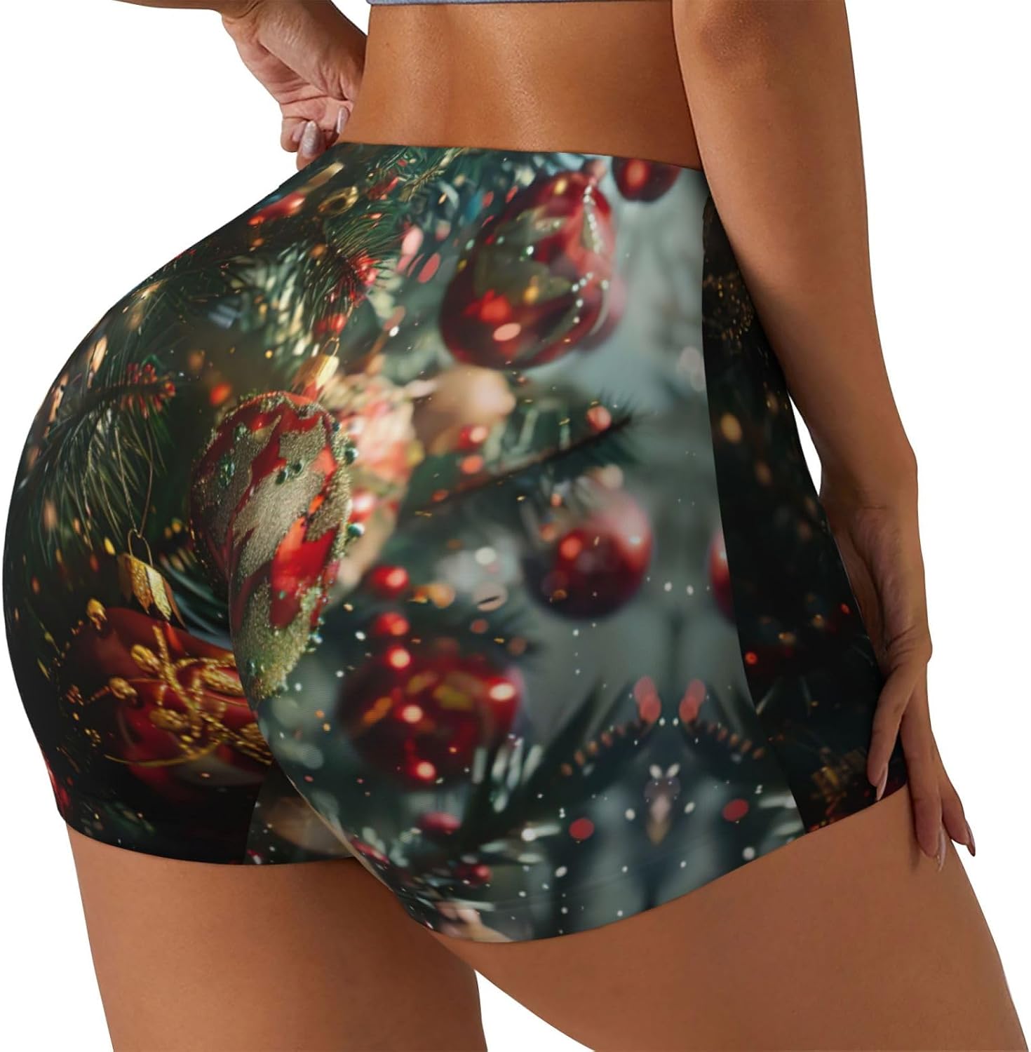 Merry Christmas Print Premium Running Shorts for Women,Biker Shorts,for Gym Sessions and Casual Wear