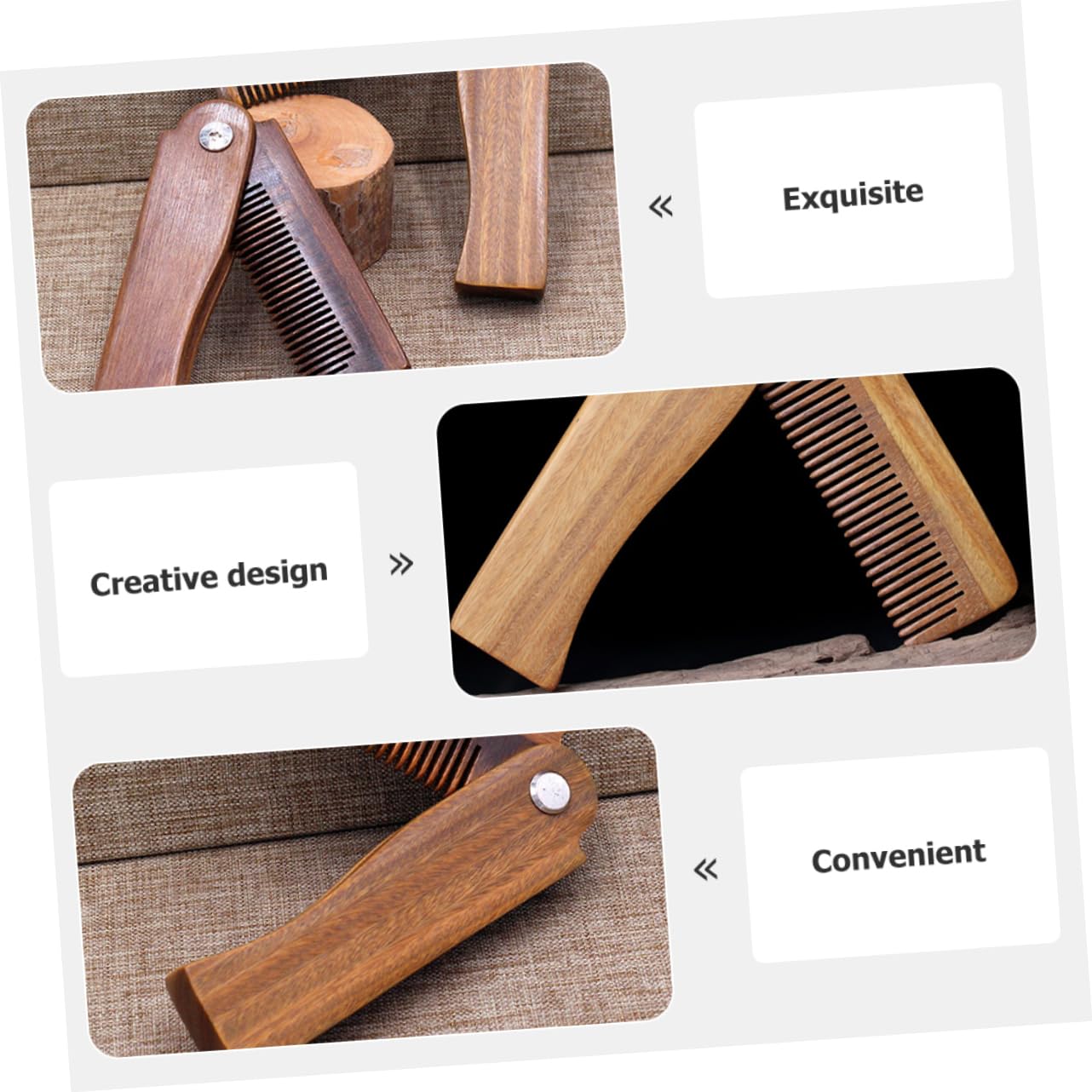 Mikinona Lot De 5 Peignes De Poche Portables En Bois Pour Hommes Peignes À Barbe Multifonctions