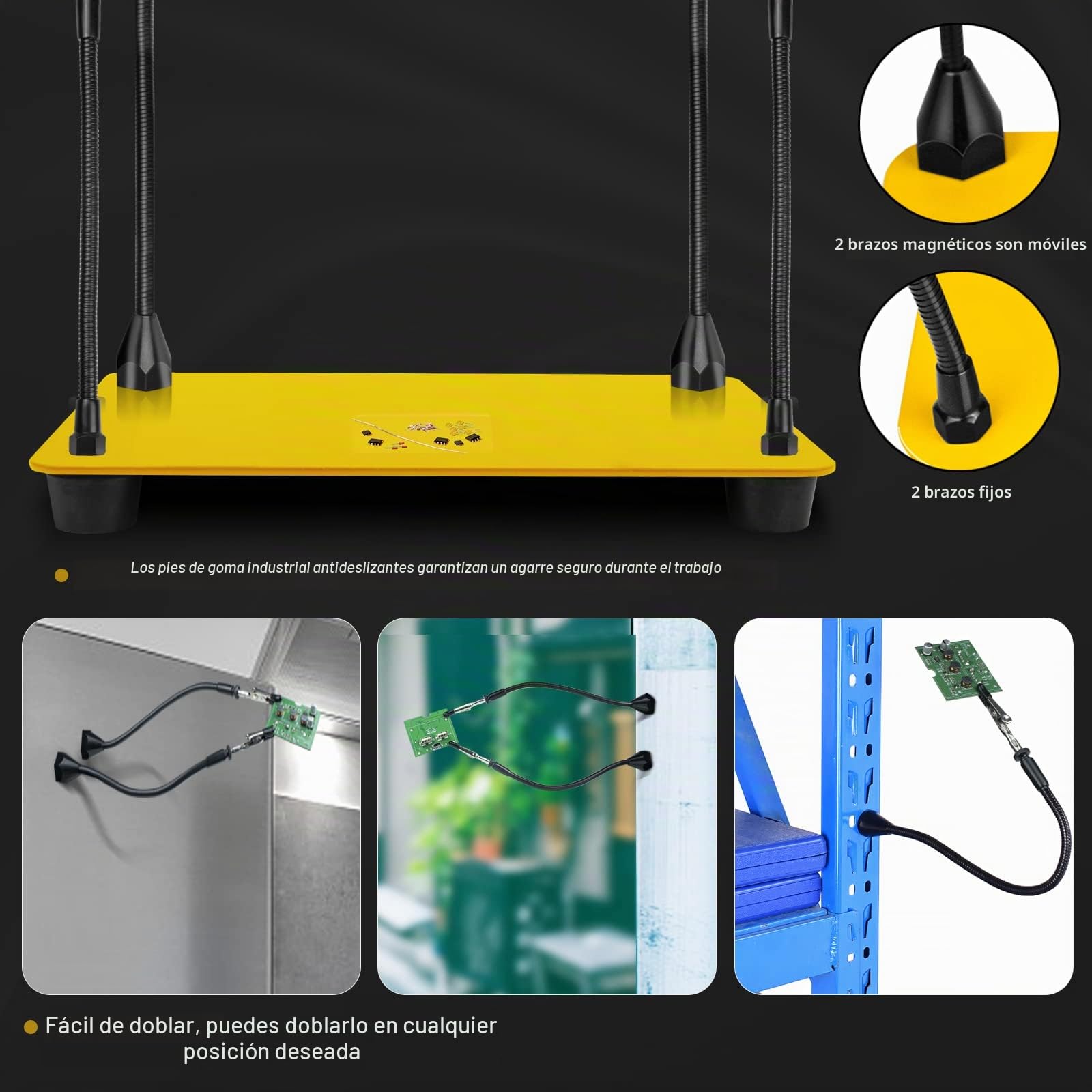 Soldadura de tercera mano, accesorios de modelismo, herramienta de soporte de placa de circuito impreso, cuatro brazos, manos de ayuda, manualidades, joyas, taller, hobby, estación de ayuda