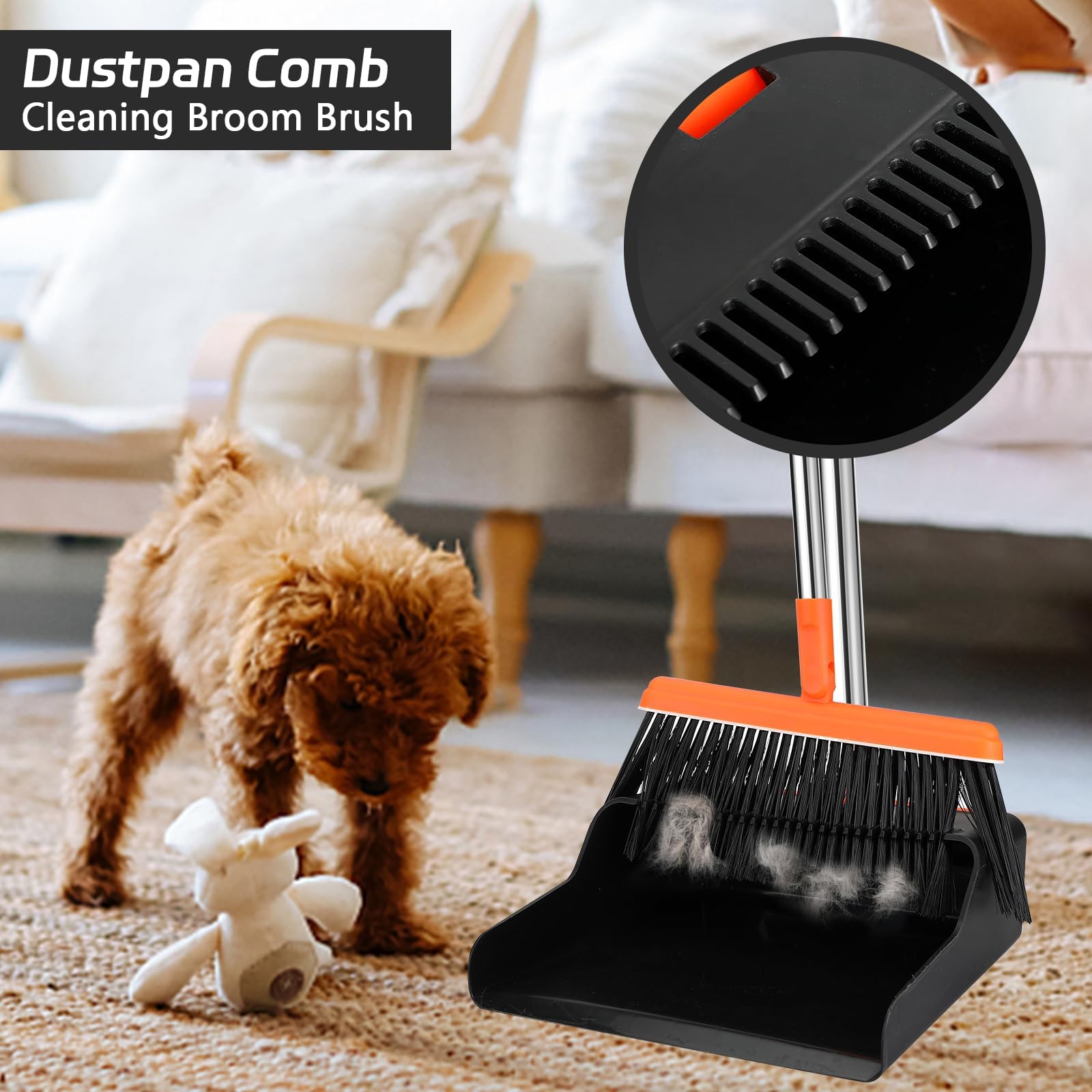 Set Pulizia Cucina Set Spazzatrice E Spazzola A Manico Lungo - Scopa Pieghevole Blù Per Pulizia Pavimenti Scopa Con Paletta - Foto 8