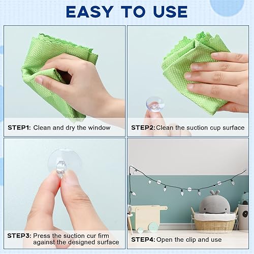 Miniatura 5 de Soportes de luz de Navidad, mini ventosas para colgar, clips de luz de Navidad, clips de ventosa, ganchos de ventosa para ducha, ganchos de