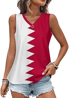 Women's Tank Tops V-Neck T-Shirt Bermuda Flag Summer Sleeveless Shirts Slim Tops