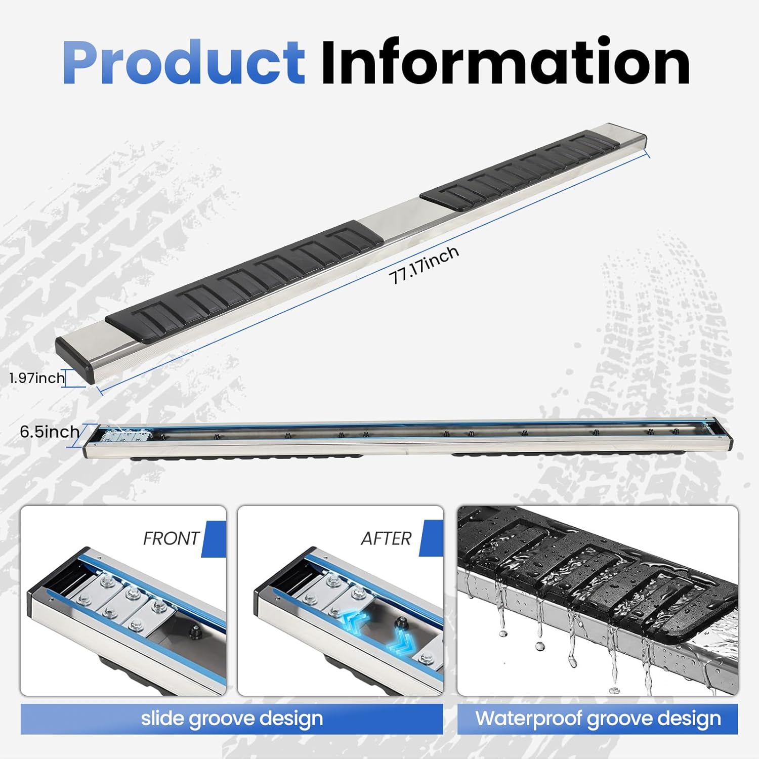 PZ 6" Rustproof Running Boards Side Steps Compatible with Chevy Silverado/GMC Sierra 1500 Double Cab 2007-2018,2007-2019 2500HD 3500HD,2019 LD,500LBS Stainless Steel No Drill Truck Running Boards
