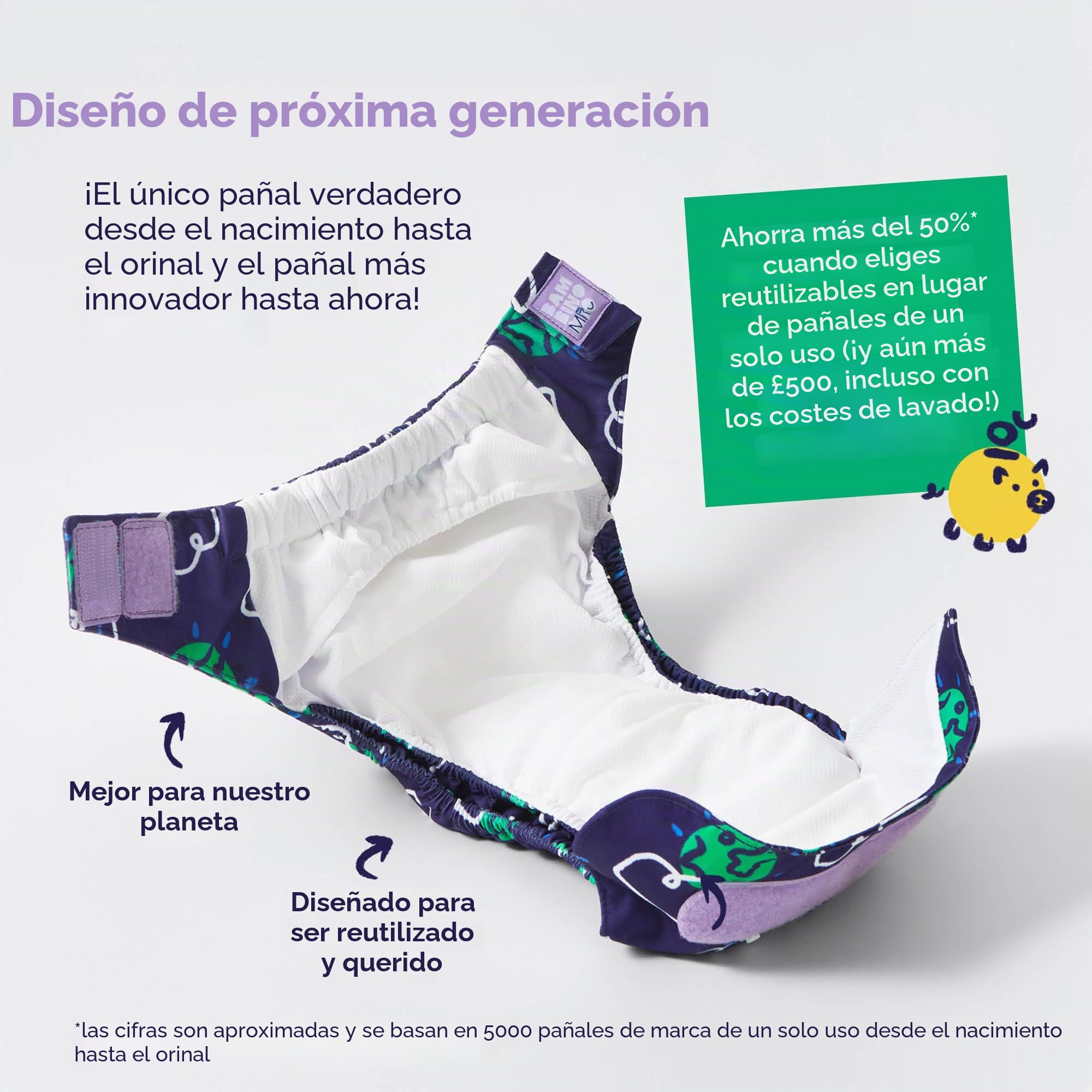 Bambino Mio, Juego de pañales reutilizables The Little Rebel Bundle, 10 pañales, forros, bolsa húmeda y limpiador (Brave)