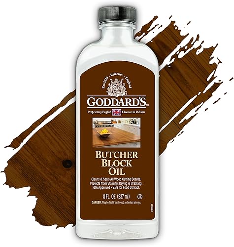 Goddard's Aceite de bloque de carnicero, aceite mineral de grado alimenticio para tabla de cortar madera, limpia e hidrata utensilios de cocina de