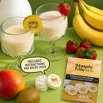 Milk Kefir Grains Starter, Bulgaros de Leche, Pajaritos de Leche, Turkish strain, Live Kefir Grains, Homemade Kefir Milk, 1 (tsp.) by Simple Life Probiotics & Wellness