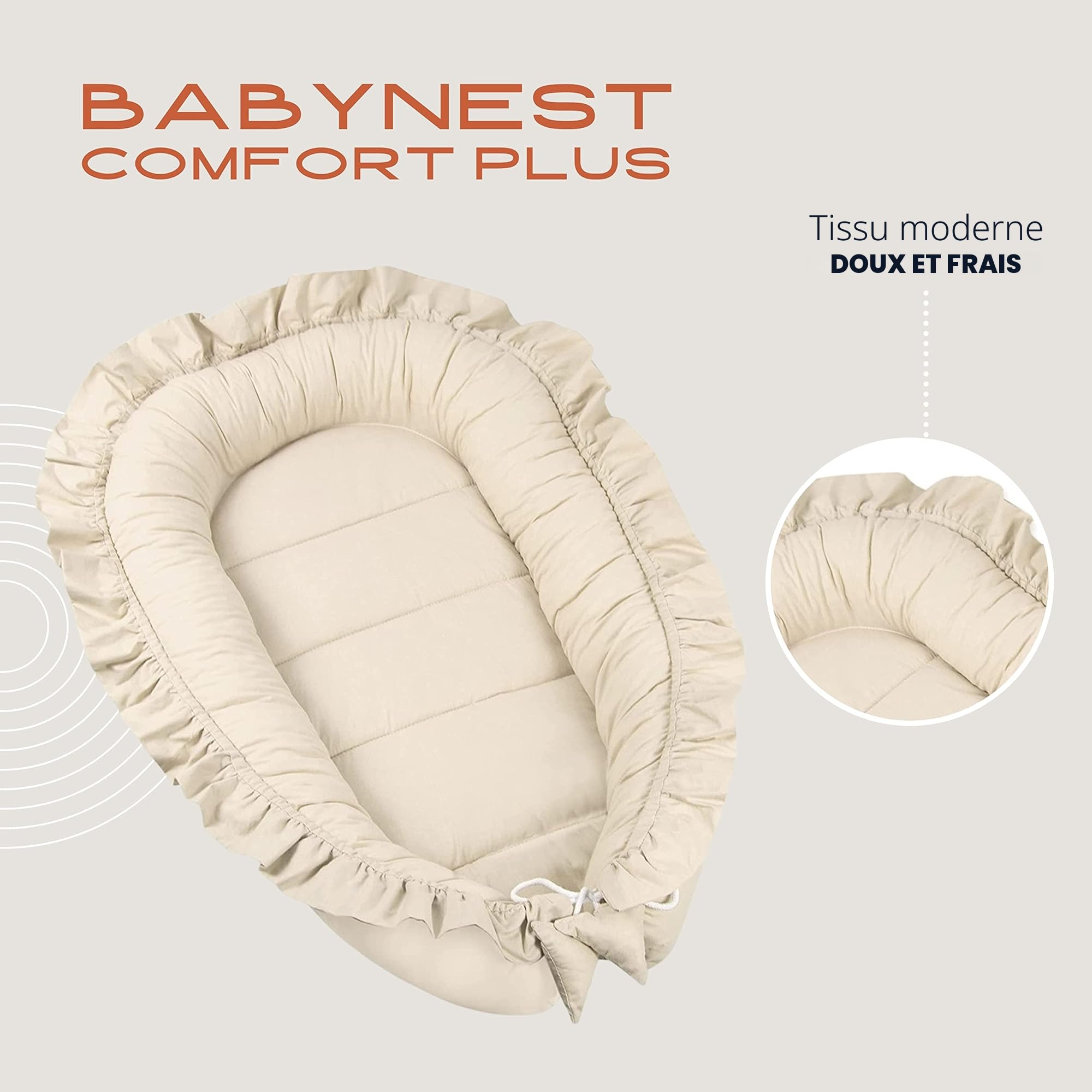 PIMKO Nid pour bébé avec Volants pour bébé réducteur Lit bébé 2 côtés 100% Coton Convient pour la Maison ou comme 55 x 90 cm