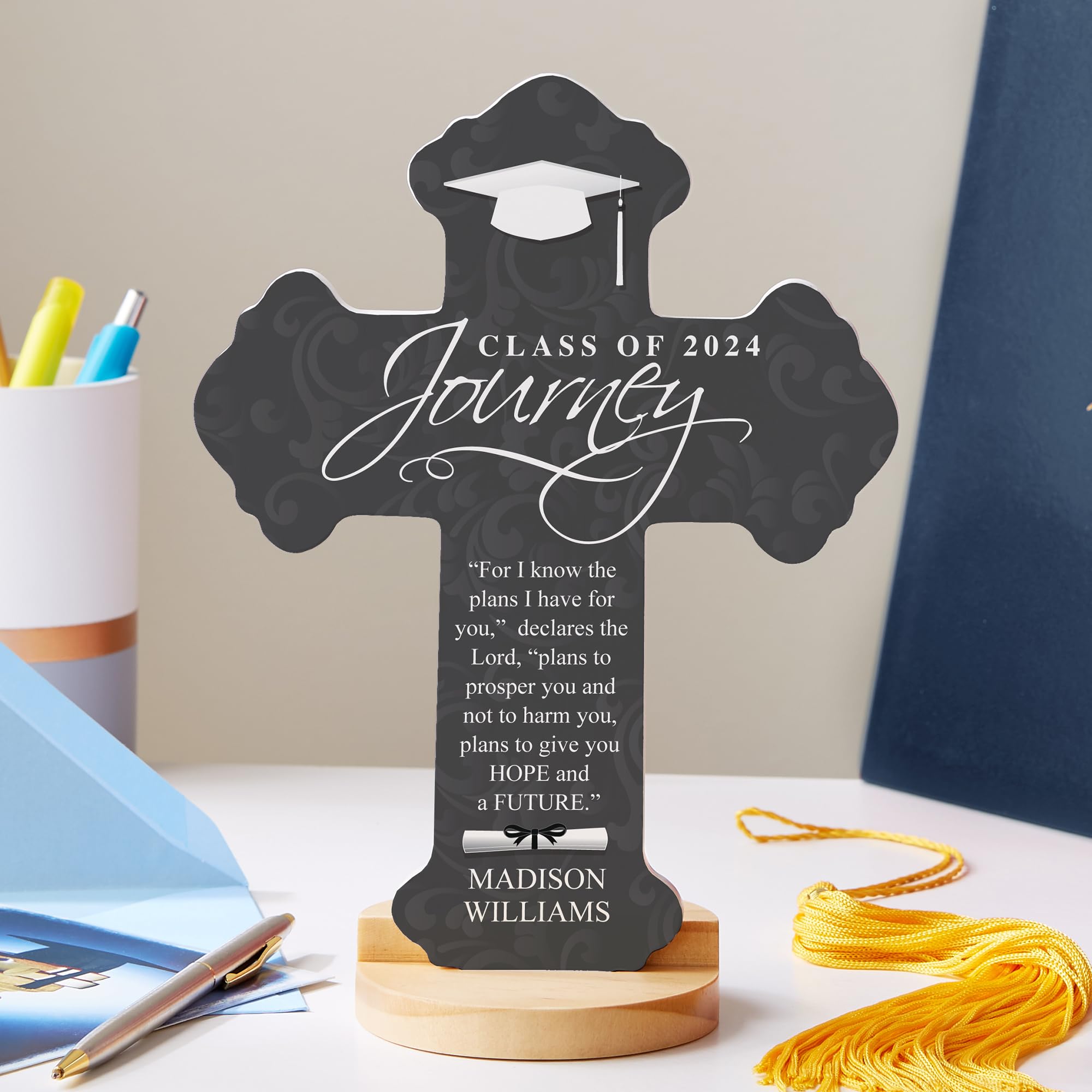 Let's Make Memories Personalized Graduation Prayer Cross - Religious Graduation Gift - Class of 2024
