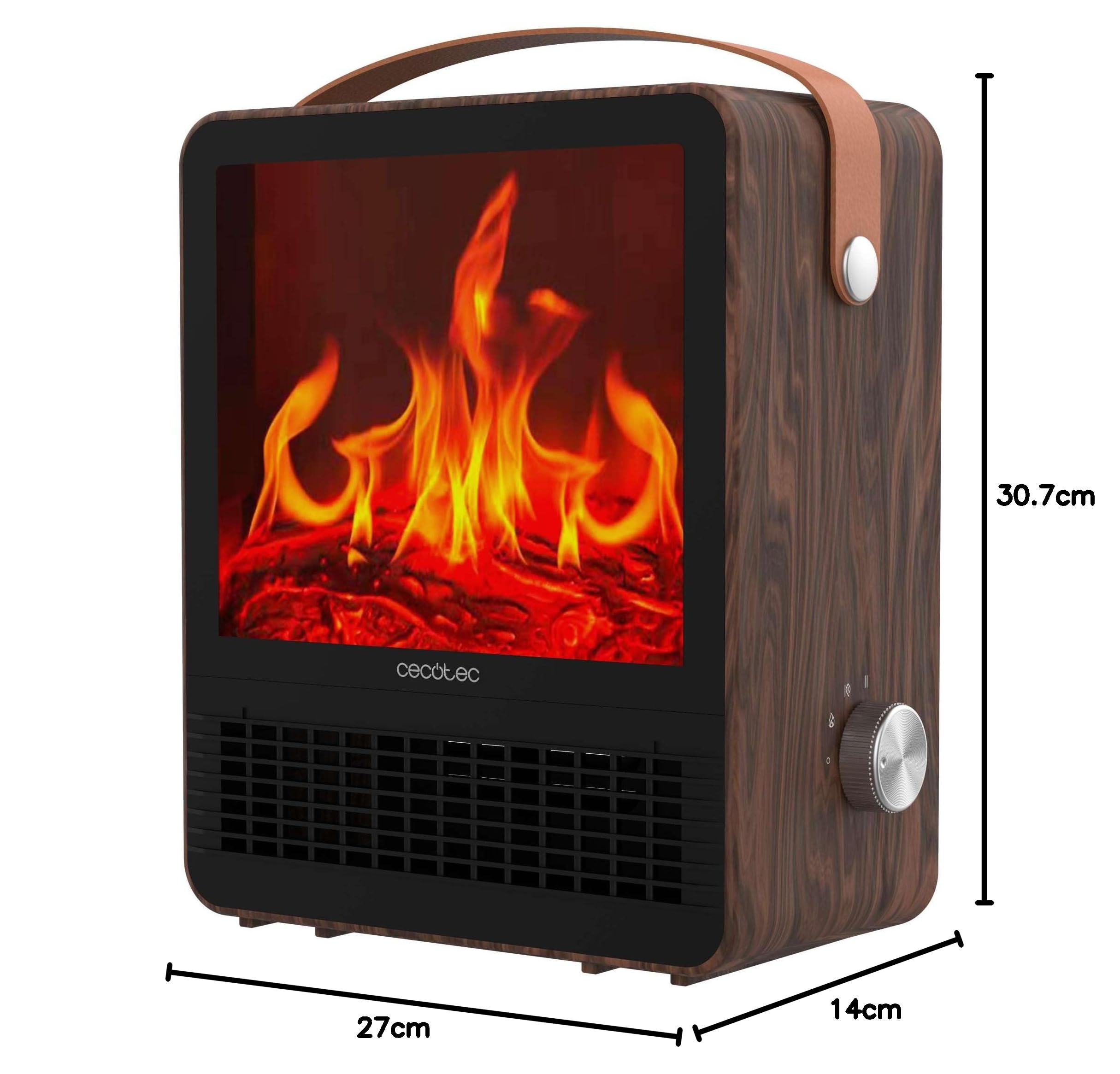 Cecotec Riscaldatore Caminetti Elettrici ReadyWarm 1500 Ceramic Flames. 1500W, in ceramica con Effetto Fiamma, Fino a 15m², 2 modalità di funzionamento, Silenzioso, Spegnimento Automatico