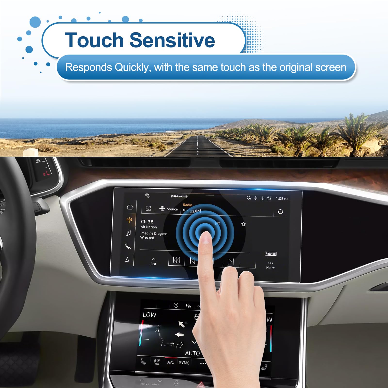Pellicola Protettiva per Display Audi A6 A7 2019-2024, 9H Vetro Temperato Schermo Tattile Centrale