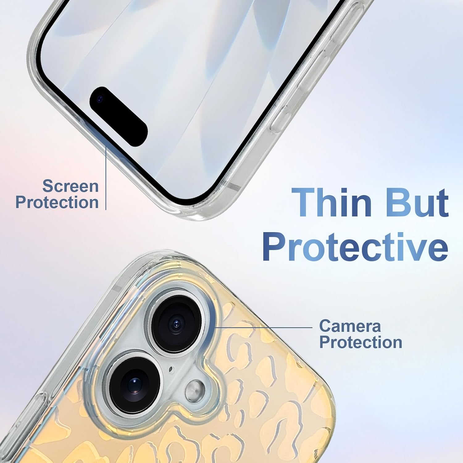 Cute Case for iPhone 17 Case for Women Girls [ Compatible with Magsafe ] Translucent Gold Cheetah Print Pattern Design, Aesthetic Glitter Sparkly Bling Leopard Magnetic Phone Cover - Image 4