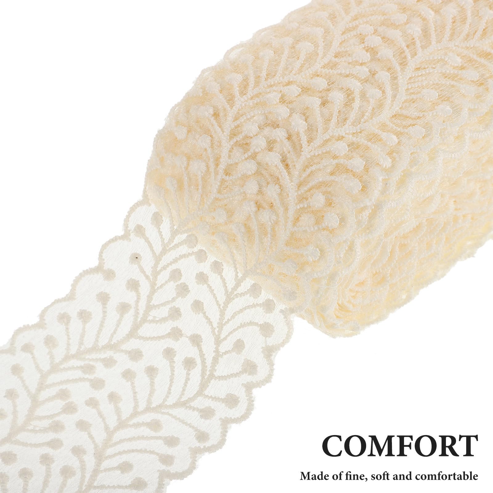 SEWACC 4 Piezas Cinta de Encaje Bordada de Seda de Leche para Diadema, Ribete Decorativo Beige, Diseño Único, Fácil DIY para Accesorios de Pelo en Bodas y Peinados Variados