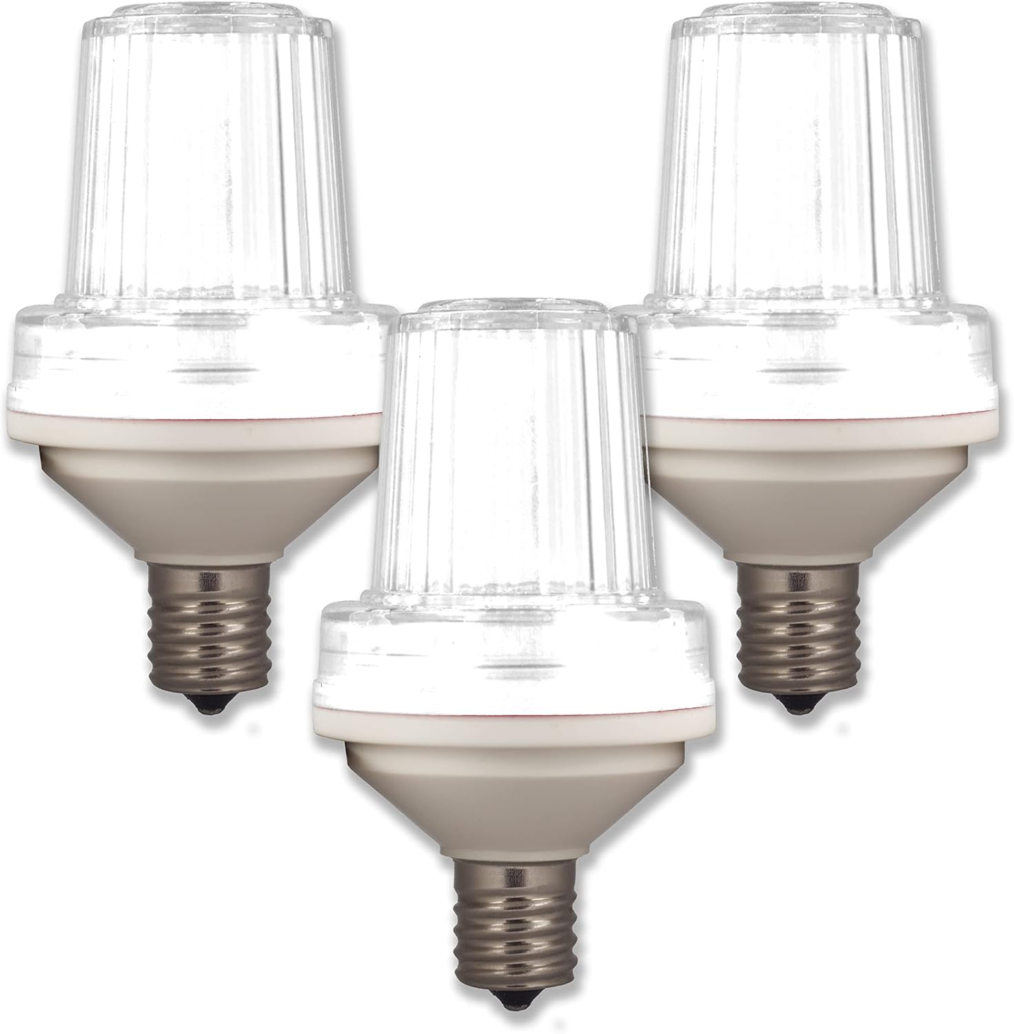 3 Pack E17 Base 1W Pure White LED Clear Lens 180 Flash/Minute