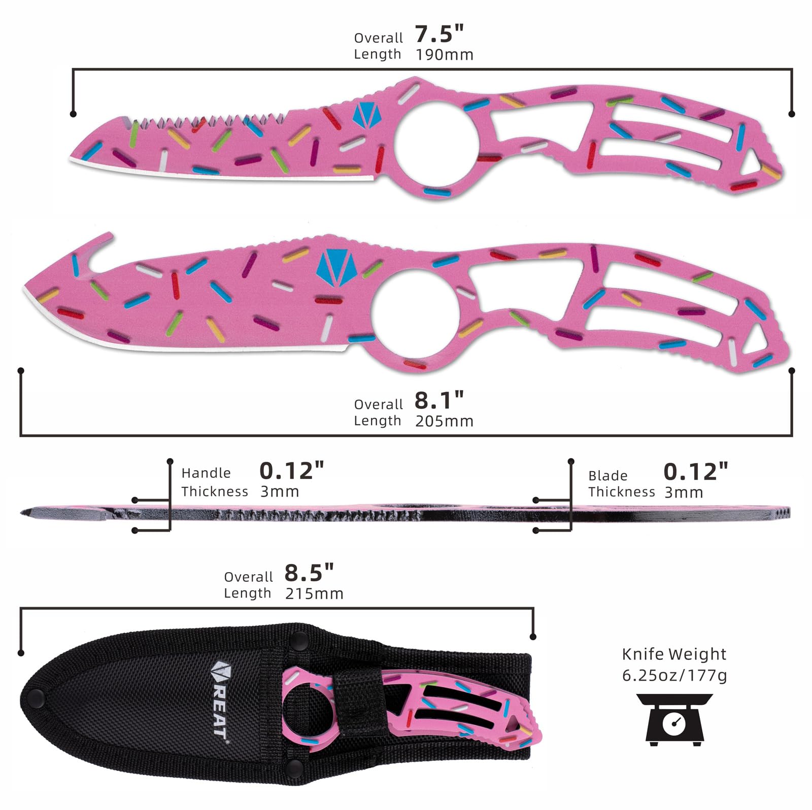 REAT Fixed Blade Knife (Pink)