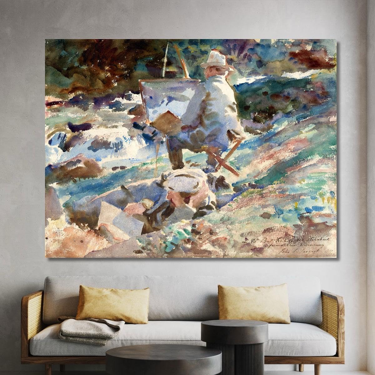 Un Artista al Suo Cavalletto John Singer Sargent, jss13 Quadro Stampato su Tela, 130x90 cm
