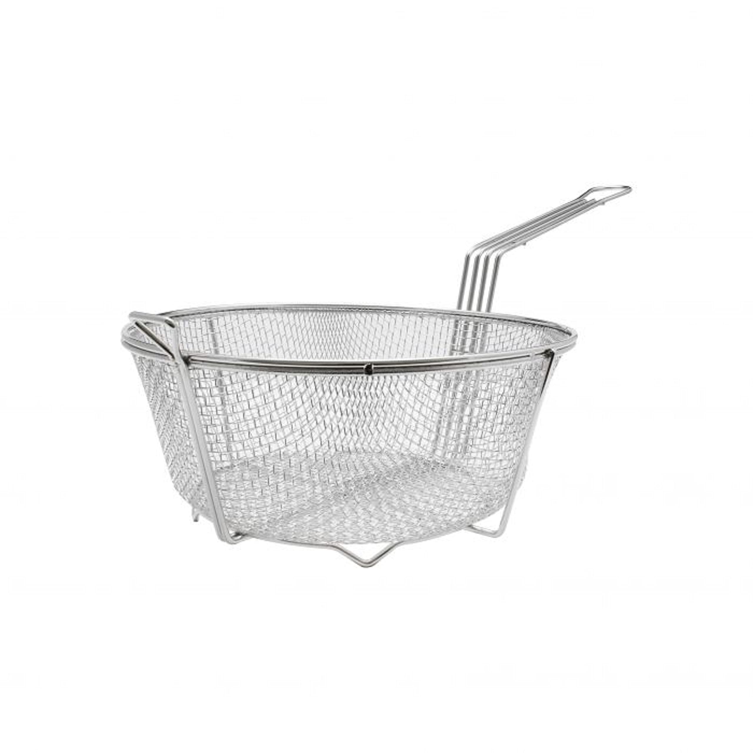 TrueCraftware-13” x 5-5/8" Heavy Duty Round Fry Basket Nickel Plated Iron -Sturdy Round Food Strainer for Home and Commercial Restaurant Kitchen Frying Chips Fish Sausages