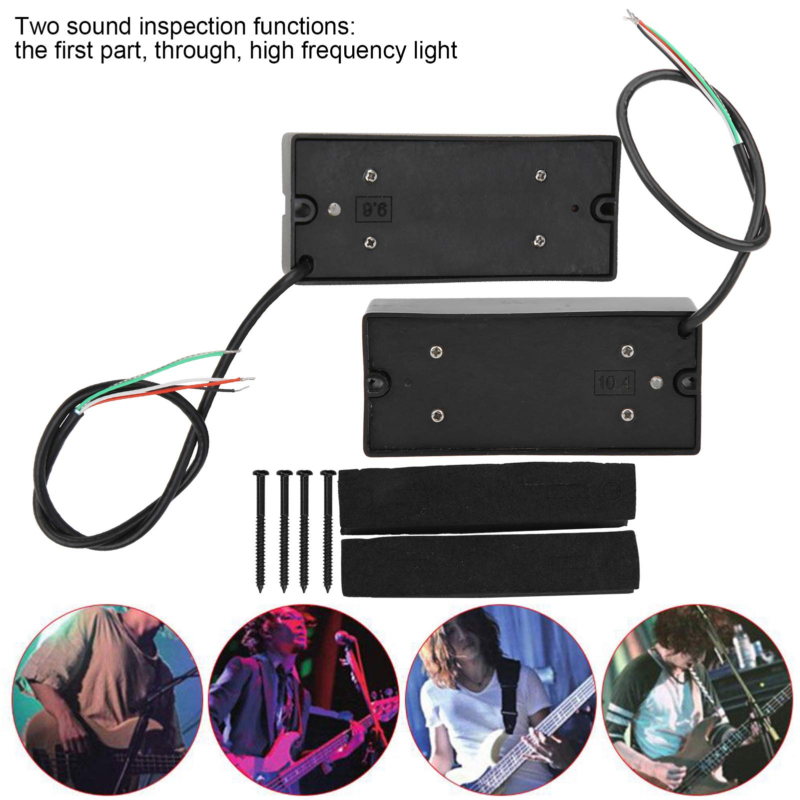 Basso a 4 Corde con Doppio Pickup con funzionalità di Riduzione del Rumore per Musicisti Professionisti, 2 unità in Plastica Nera e Metallo
