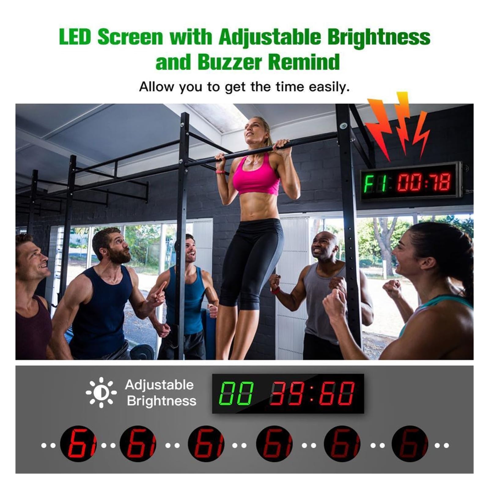 Minuterie d'entraînement LED, horlo murale à distance, chronomètre, minuterie d'intervalle, électronique précise avec télécommande for l'entraînement physique en salle de sport Ouverture à Distance