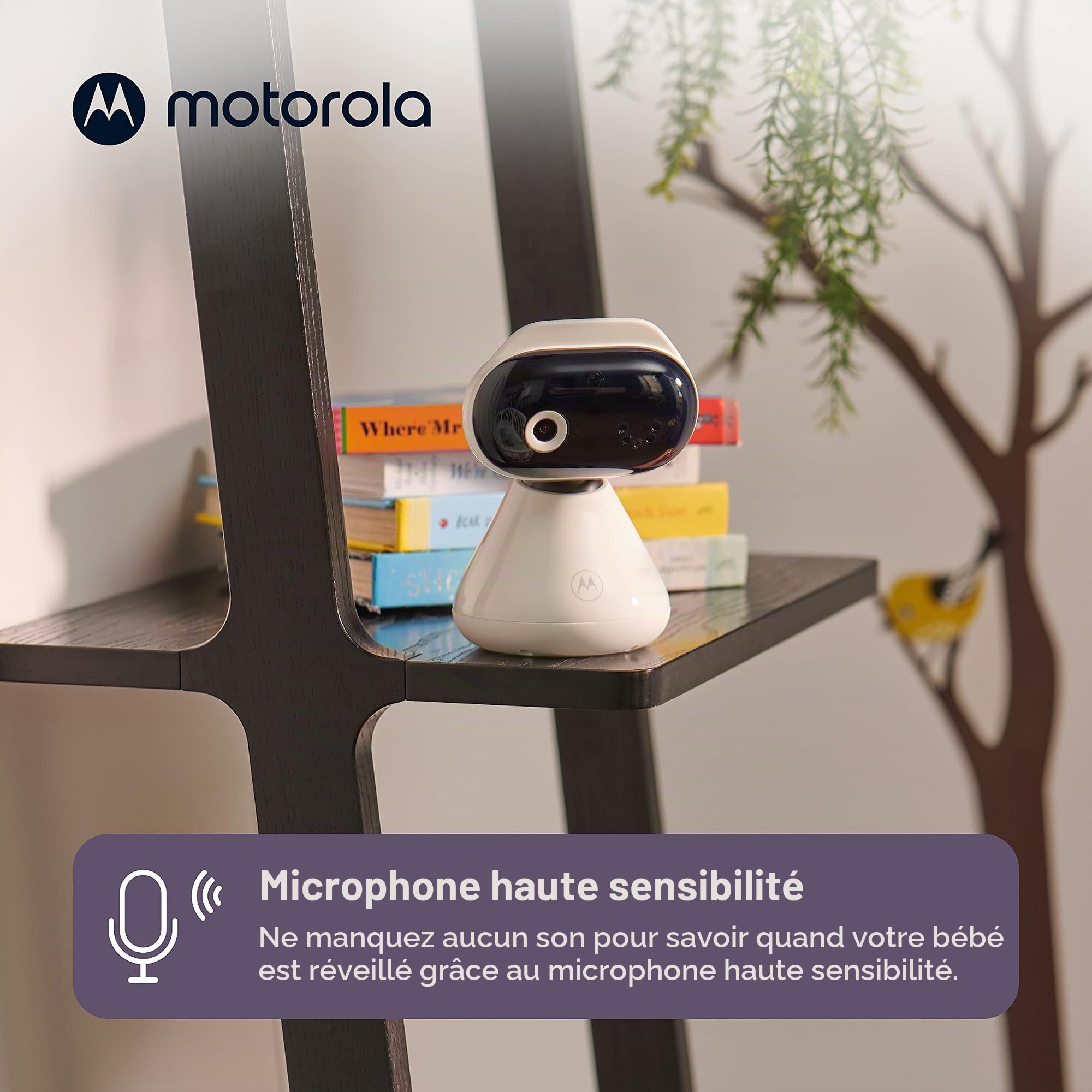 Motorola Nursery PIP1000 Babyphone avec caméra - Caméra pour bébé avec contrôle application - Moniteur de bébé - Vision nocturne et communication bidirectionnelle - Montage mural - Blanc
