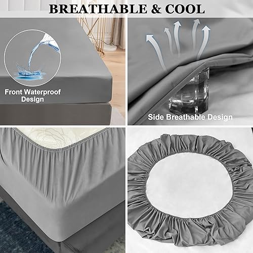 Miniatura 5 de Sufdari Protector de colchón individual impermeable, funda de colchón tamaño individual para cama, protector de colchón de 18 pulgadas de