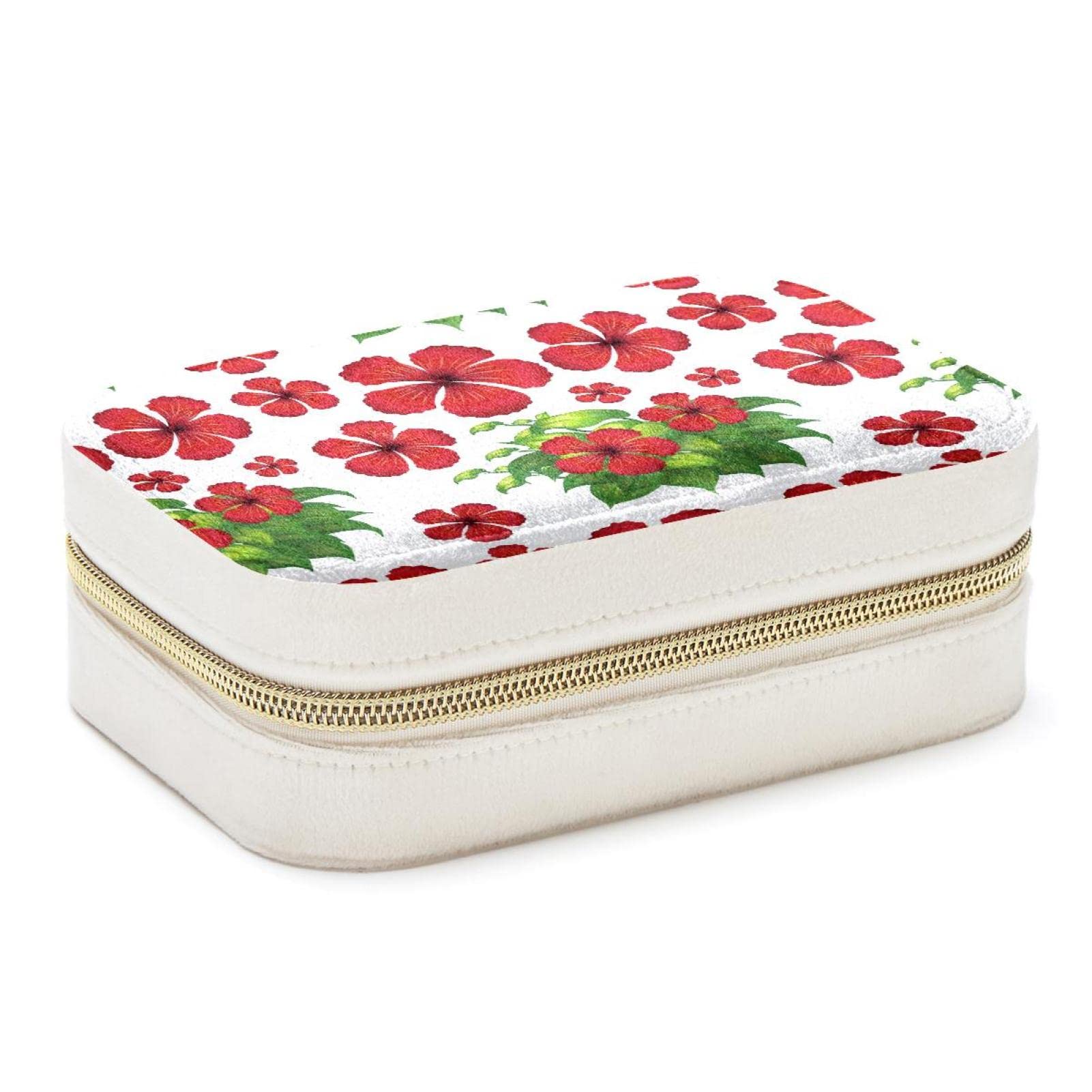 Boîte à bijoux de voyage motif hibiscus, l'idée cadeau parfaite pour femme