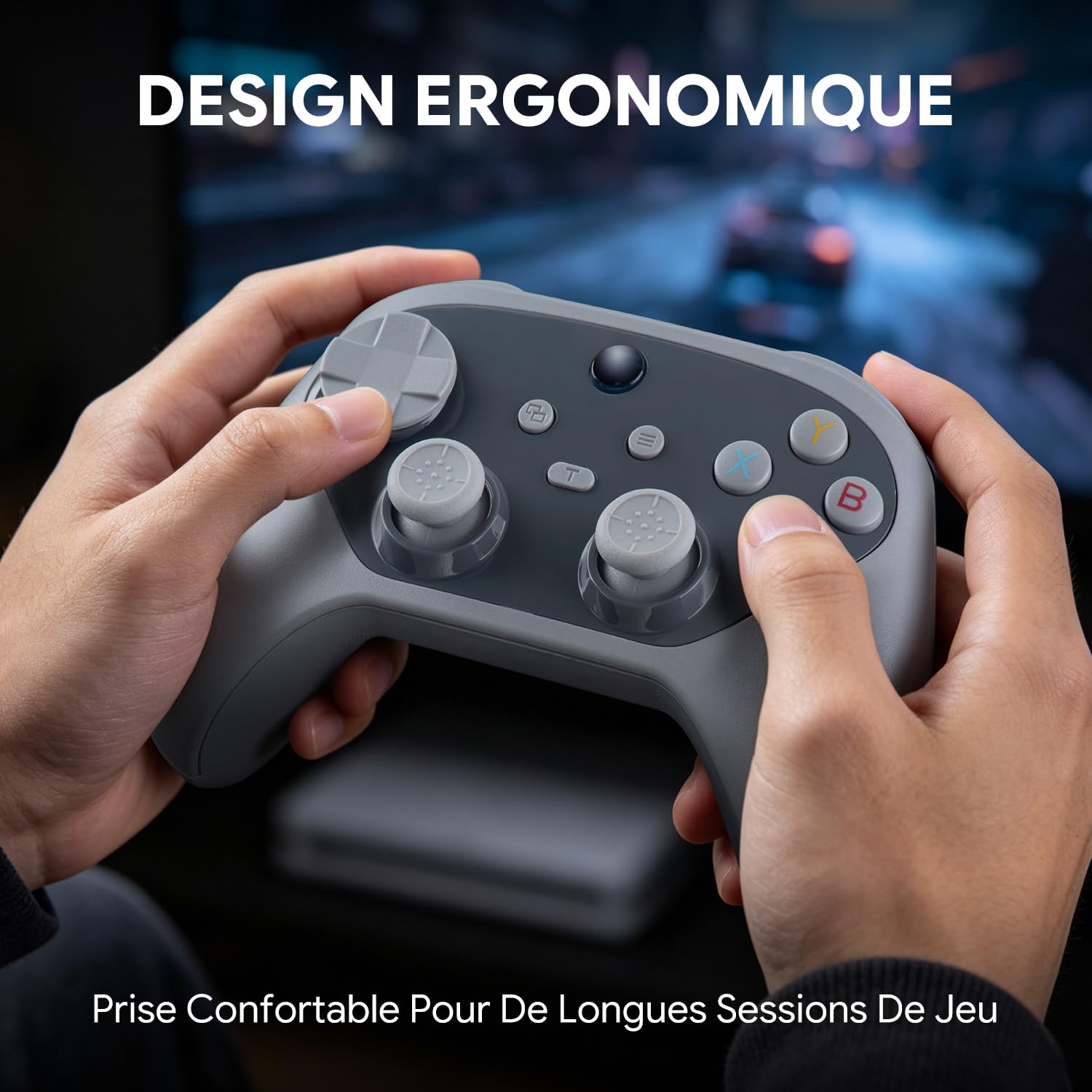 NITHO KARMA Manette Sans Fil Compatible avec Switch, Switch 2, PC, iOS & Android, Gamepad avec Gâchettes à Effet Hall, Macro, Gyroscope à 6 Axes, Double Vibration & Turbo – Gris