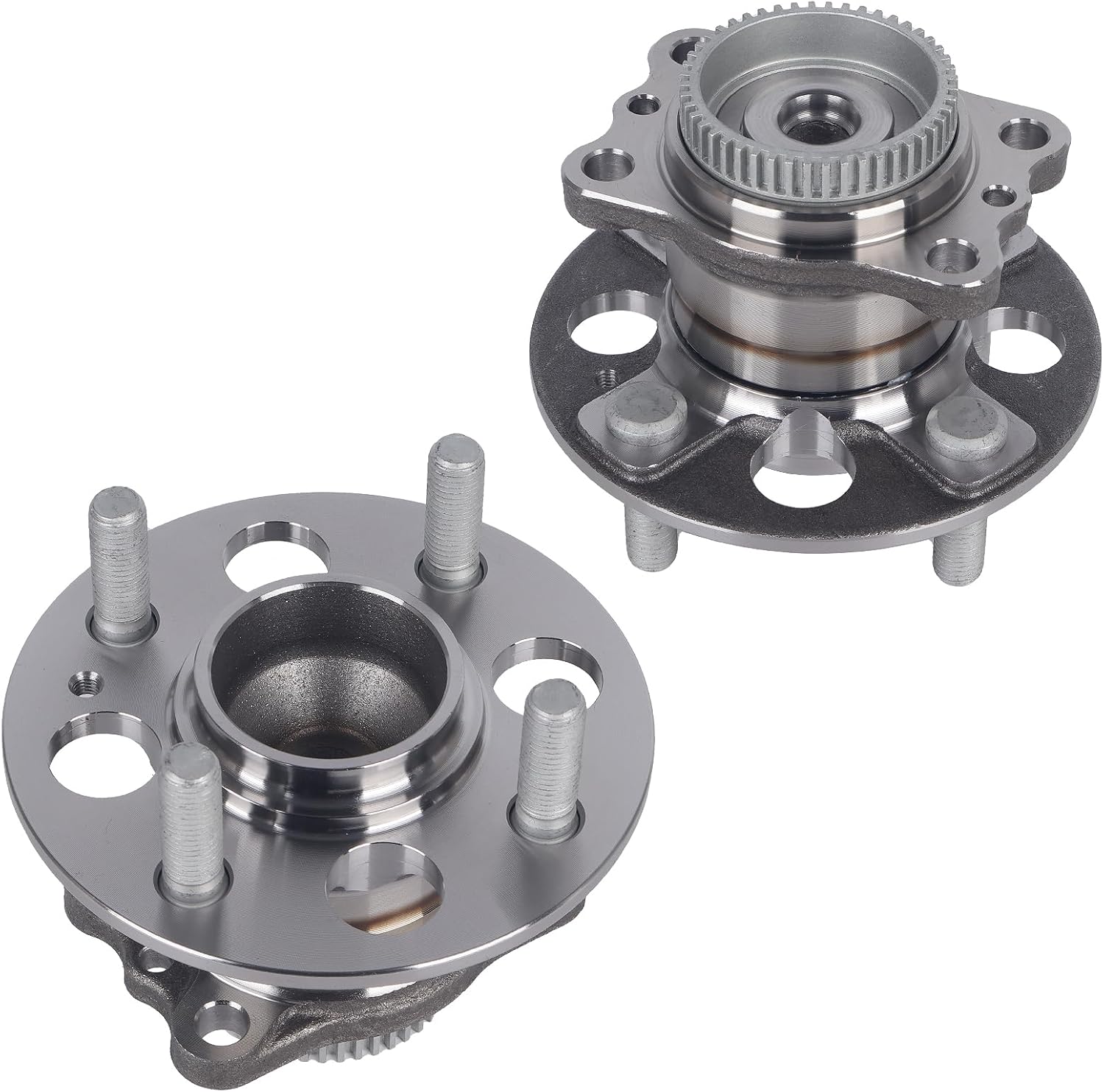 Autoround 512483 Rear Wheel Bearing and Hub Assembly Compatible with Hyundai Accent, Kia Rio 2012-2017, 4 Lugs w/ABS, Set of 2