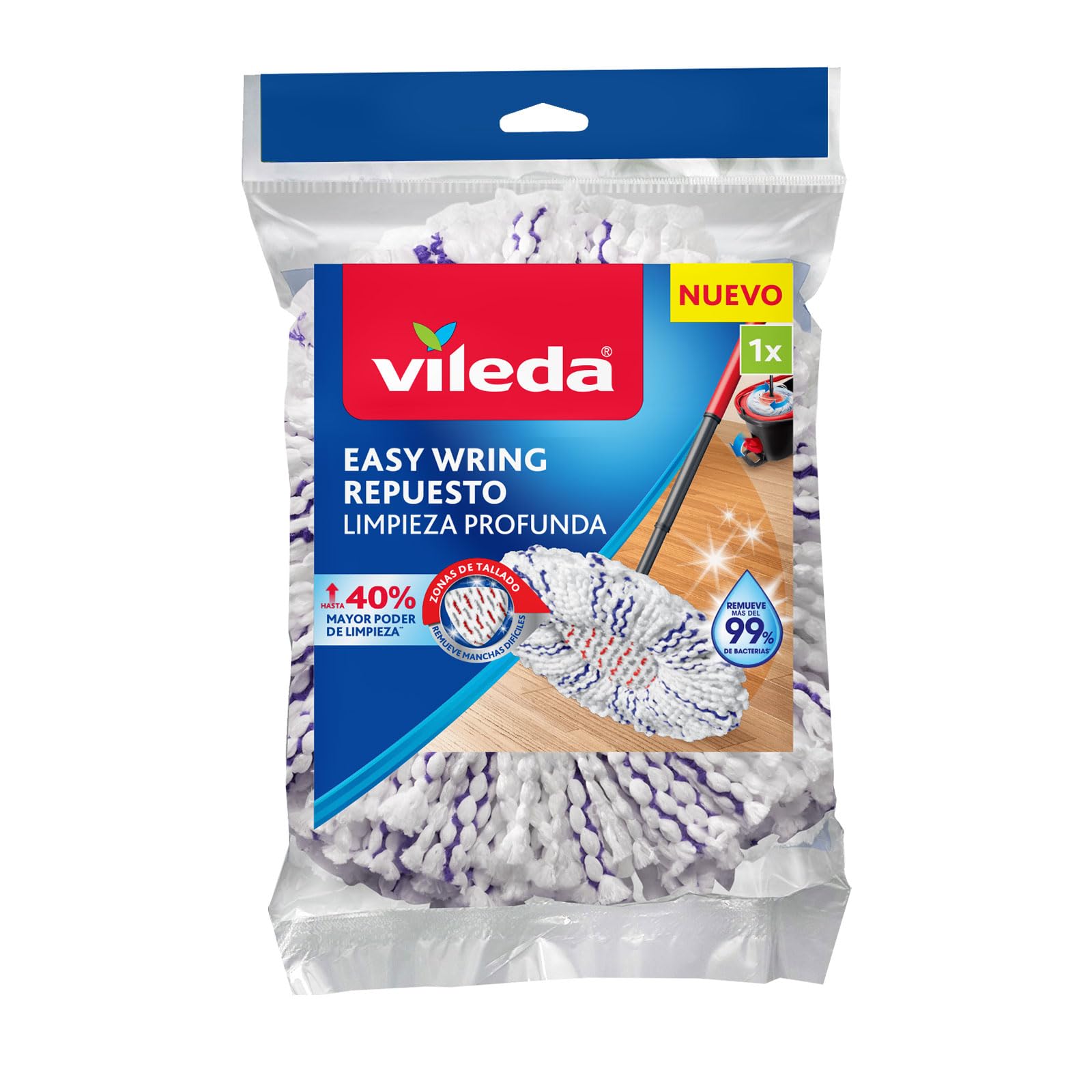 Vileda Mop Limpieza Profunda, Repuesto Trapeador Microfibra de Easy Wring