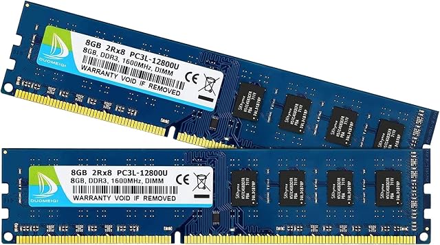 DUOMEIQI 16GB DDR3 RAM (2x8GB) DDR3L / DDR3 1600 MHz DIMM PC3L / PC3 12800 12800U 16GB RAM UDIMM 2Rx8 1.35V/1.5V CL11 240 Pin Non-ECC Unbuffered for Desktop Computer Memory Module for Intel AMD