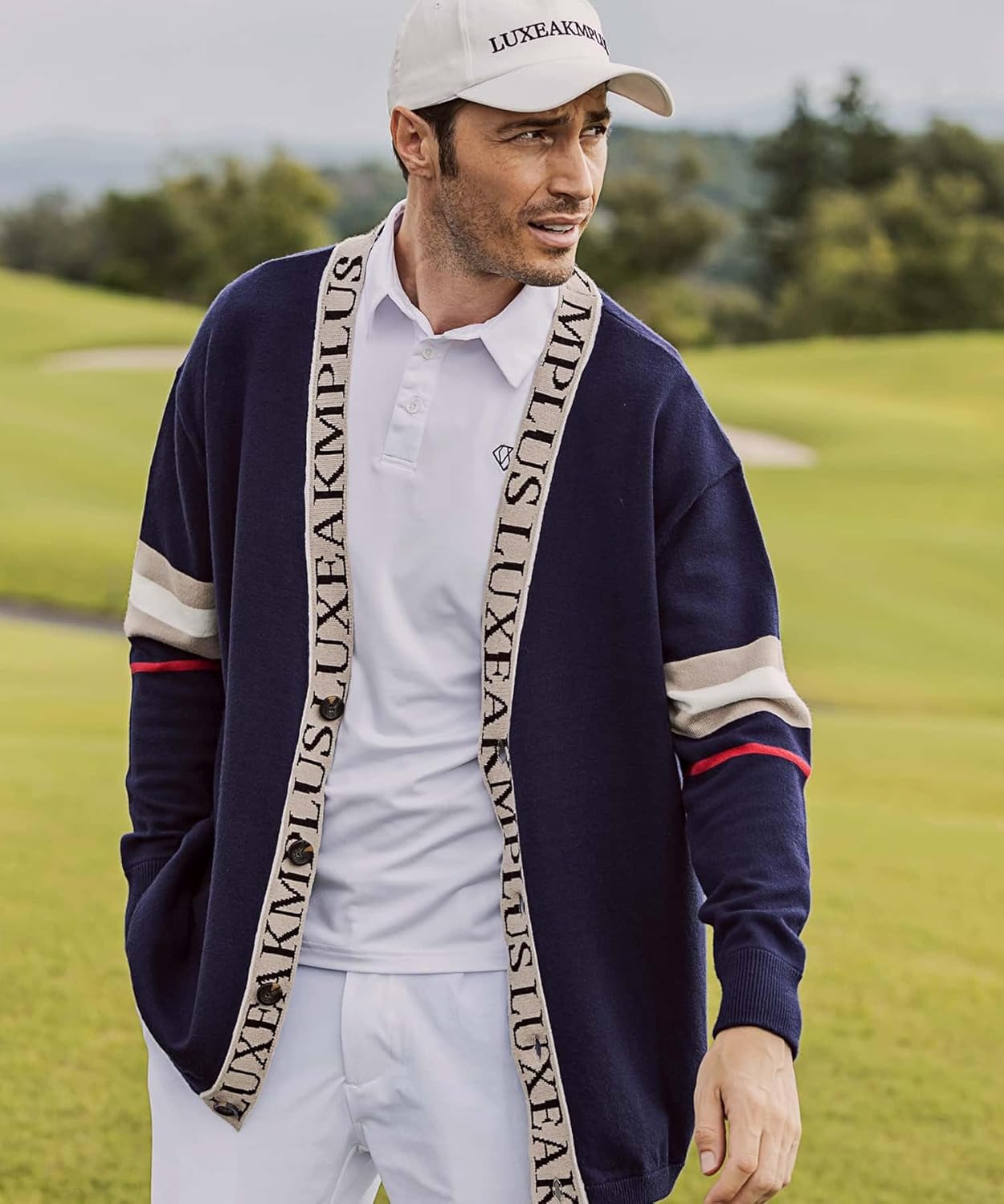 [LUXEAKMPLUS] バックロゴ半袖ポロシャツ メンズ lah-22002