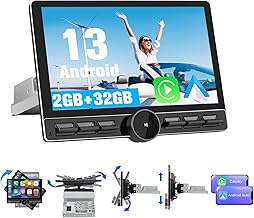 Hexinex 10.6" Android Radio 1DIN Universal 8-Core Rotating Touch Screen Android 13 [2GB+32GB], with CarPlay/AndroidAuto/Mirror Link, 4G SIM/WiFi/GPS/Bluetooth/RDS/USB/FMAM/Steering Wheel Controls