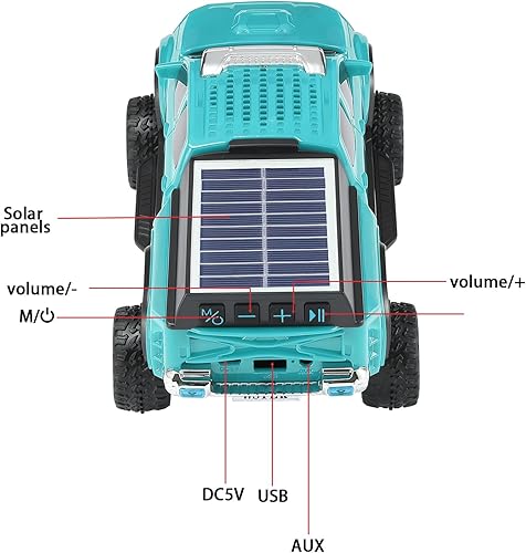 Miniatura 8 de WS-697 Pickup Truck Bluetooth Replica Altavoz - Altavoz solar inalámbrico para automóvil con luces LED, TWS estéreo, radio FM, reproducción USBTF,