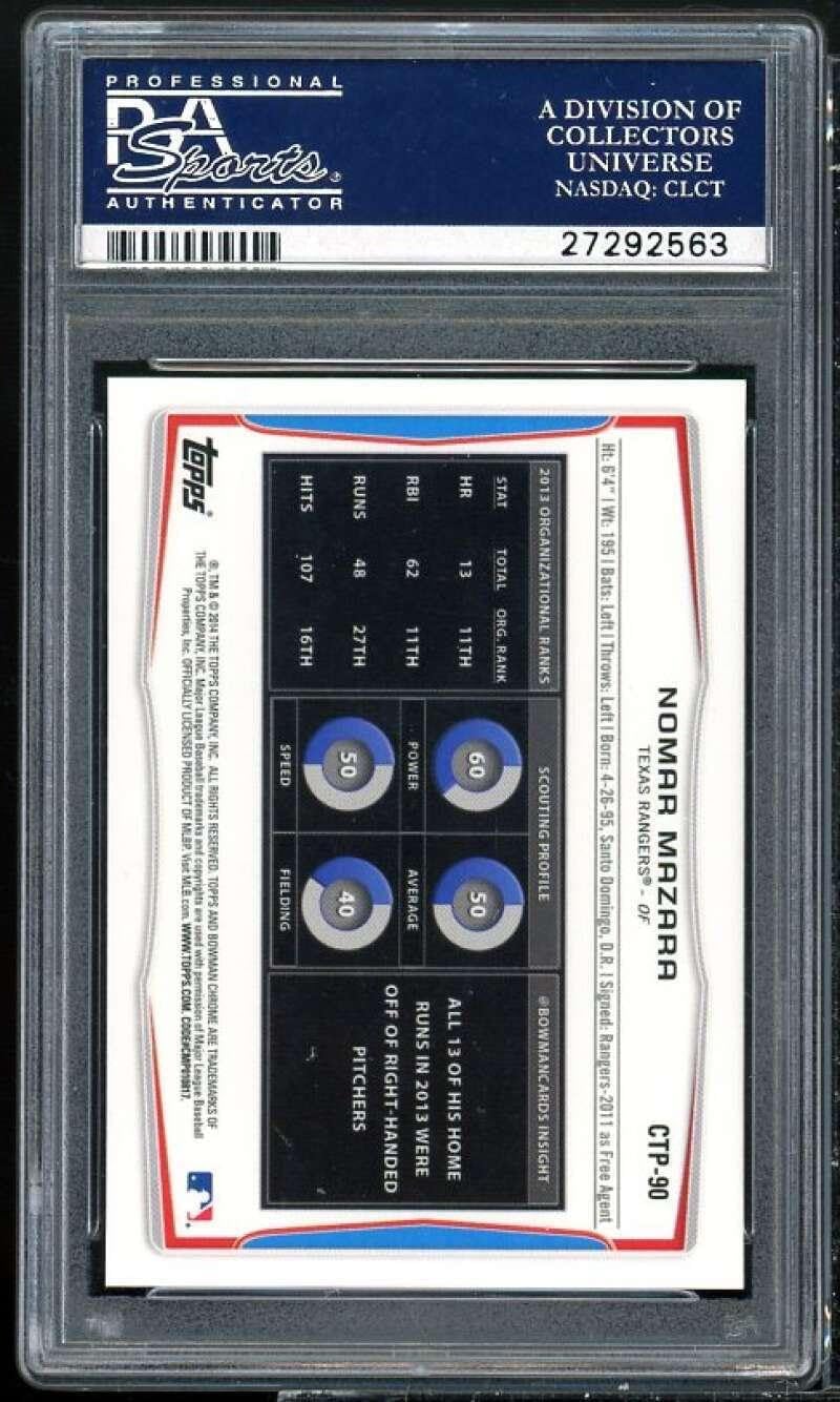 Nomar Mazara Rookie 2014 Bowman Draft Picks Chrome Wave Ref #CTP-90 PSA 10 - Baseball Slabbed Rookie Cards