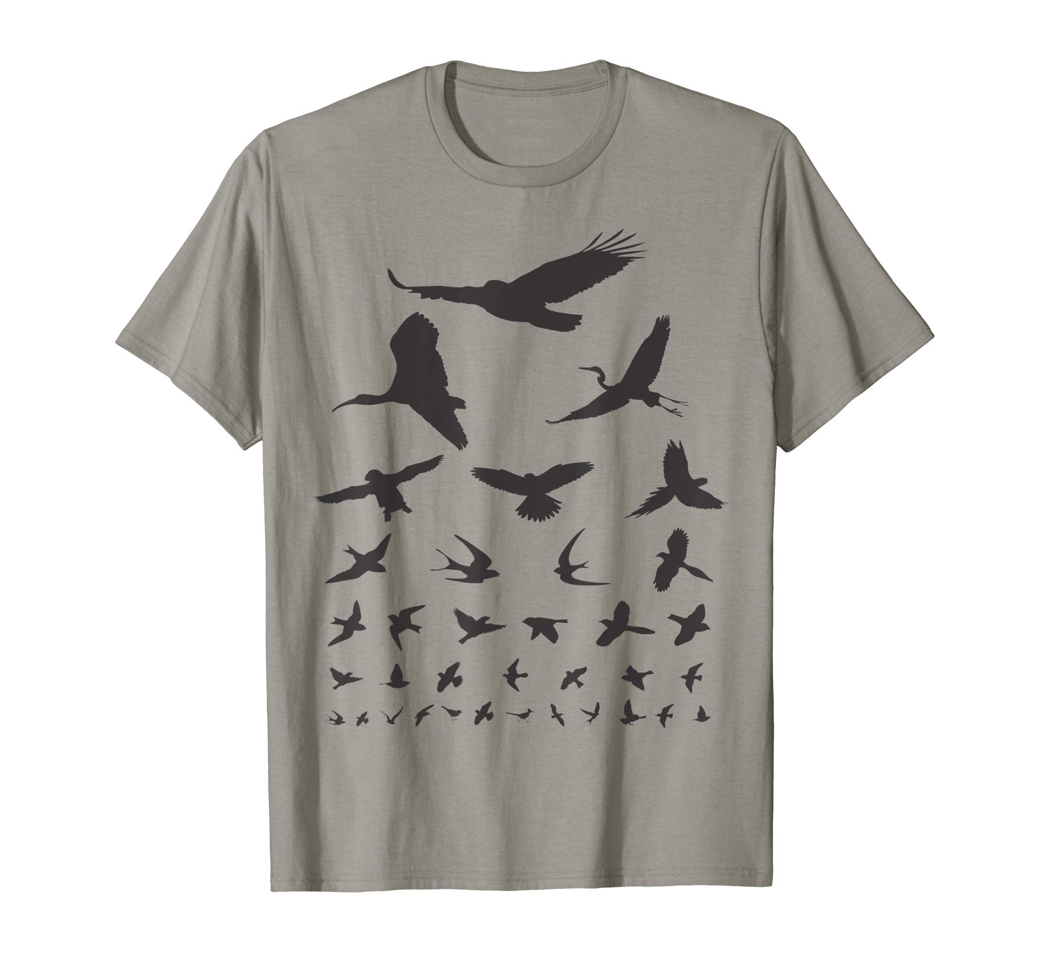 Happy BirdingWomen's Birdwatching Eye Chart T-Shirt, Grey, Small, Short Sleeve