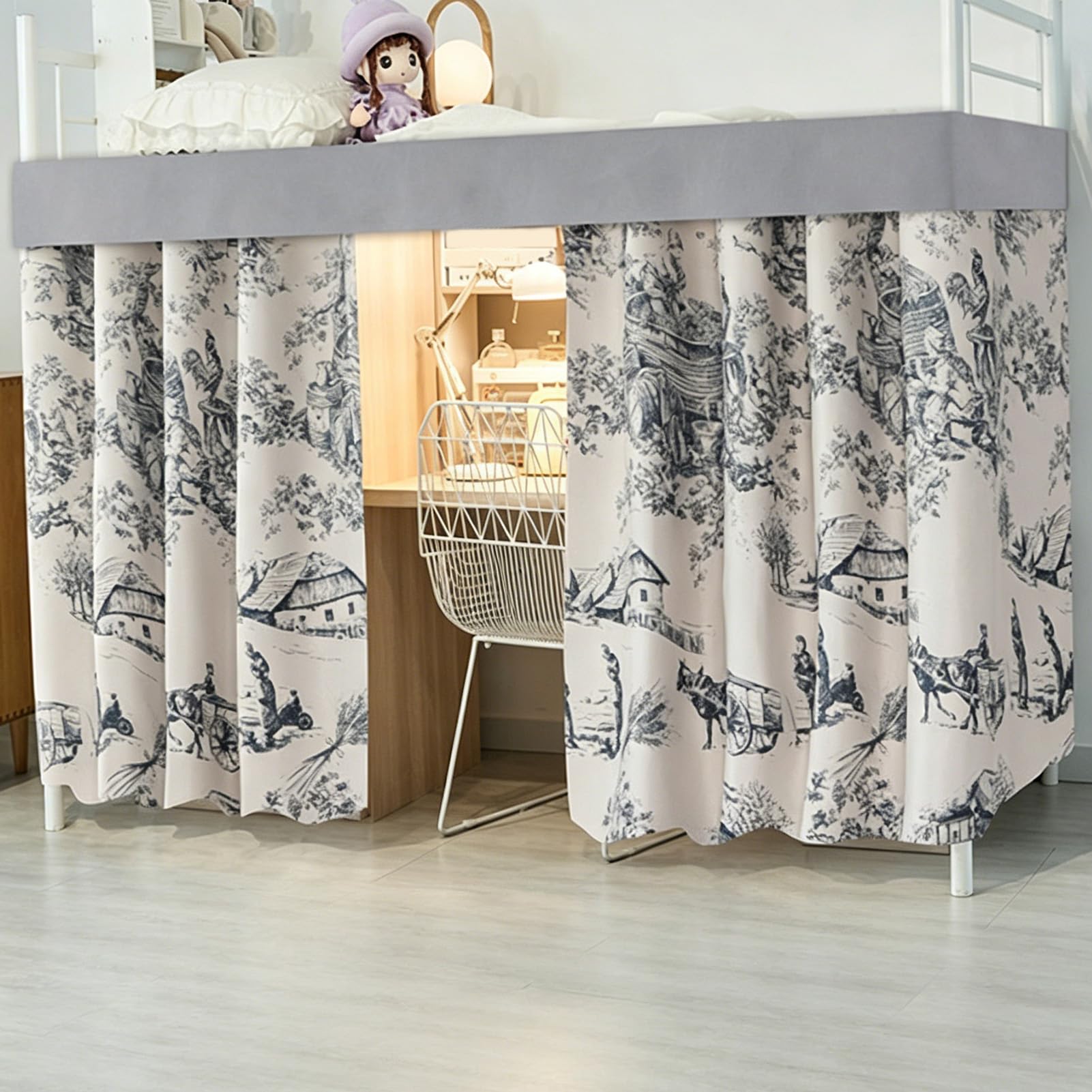 ZZYK Blackout Bottom Bunk Bed Curtains Thickened Dorm Loft Canopy