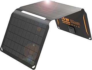 FlexSolar 15W Small USB Solar Panel(5V/3A Max),Waterproof IP67 Foldable Portable Solar Power Panel Charger for Hiking Camping Backpacking,Compatible with iPhone iPad, Samsung Galaxy LG etc.