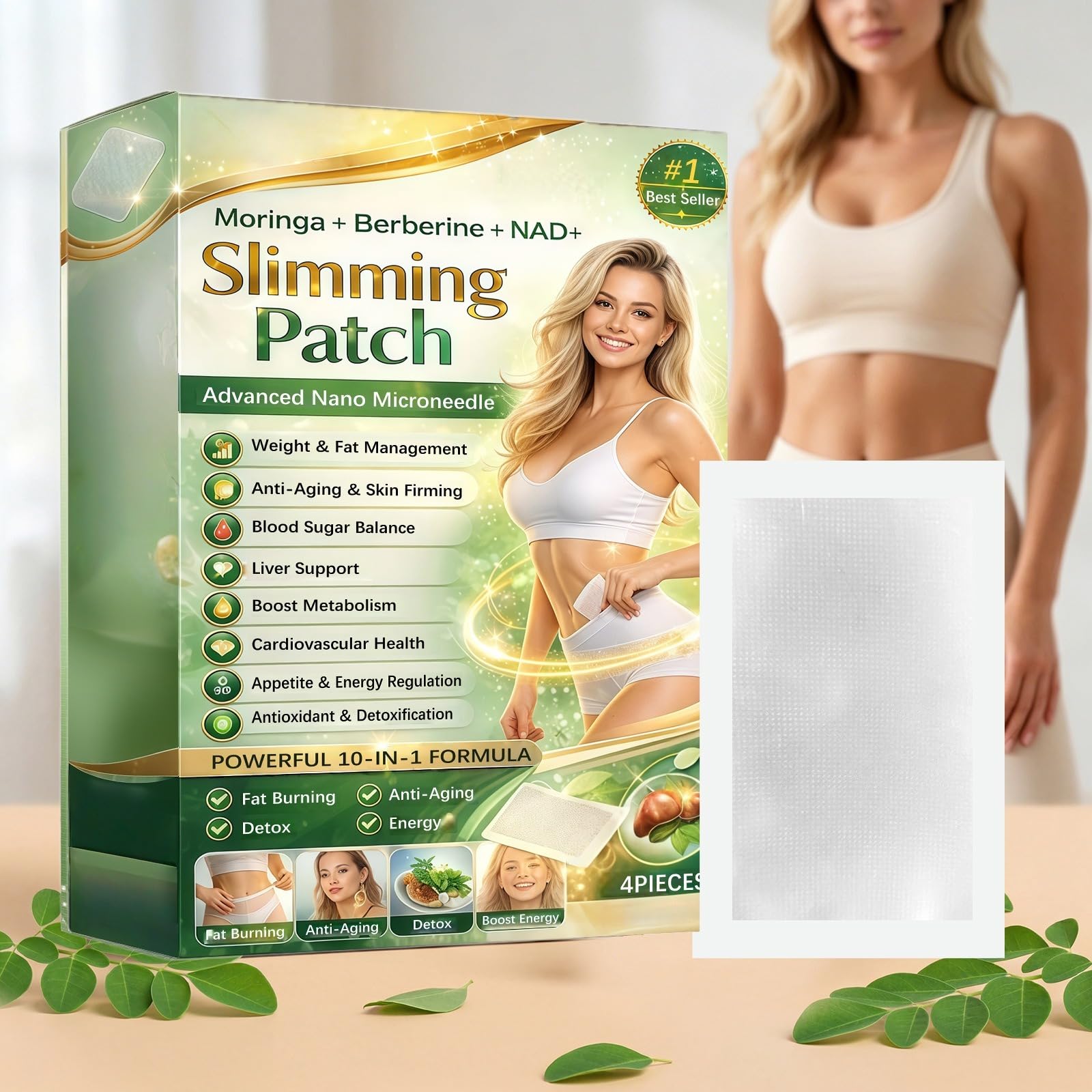 Moringa & Berberine Patch dimagrante 10 in 1 Nano Microneedle Patch Naturale Facile da Applicare Intimo Invisibile Rassoda la Pelle per Uomini Donne Uso quotidiano Tutti i tipi di corpo