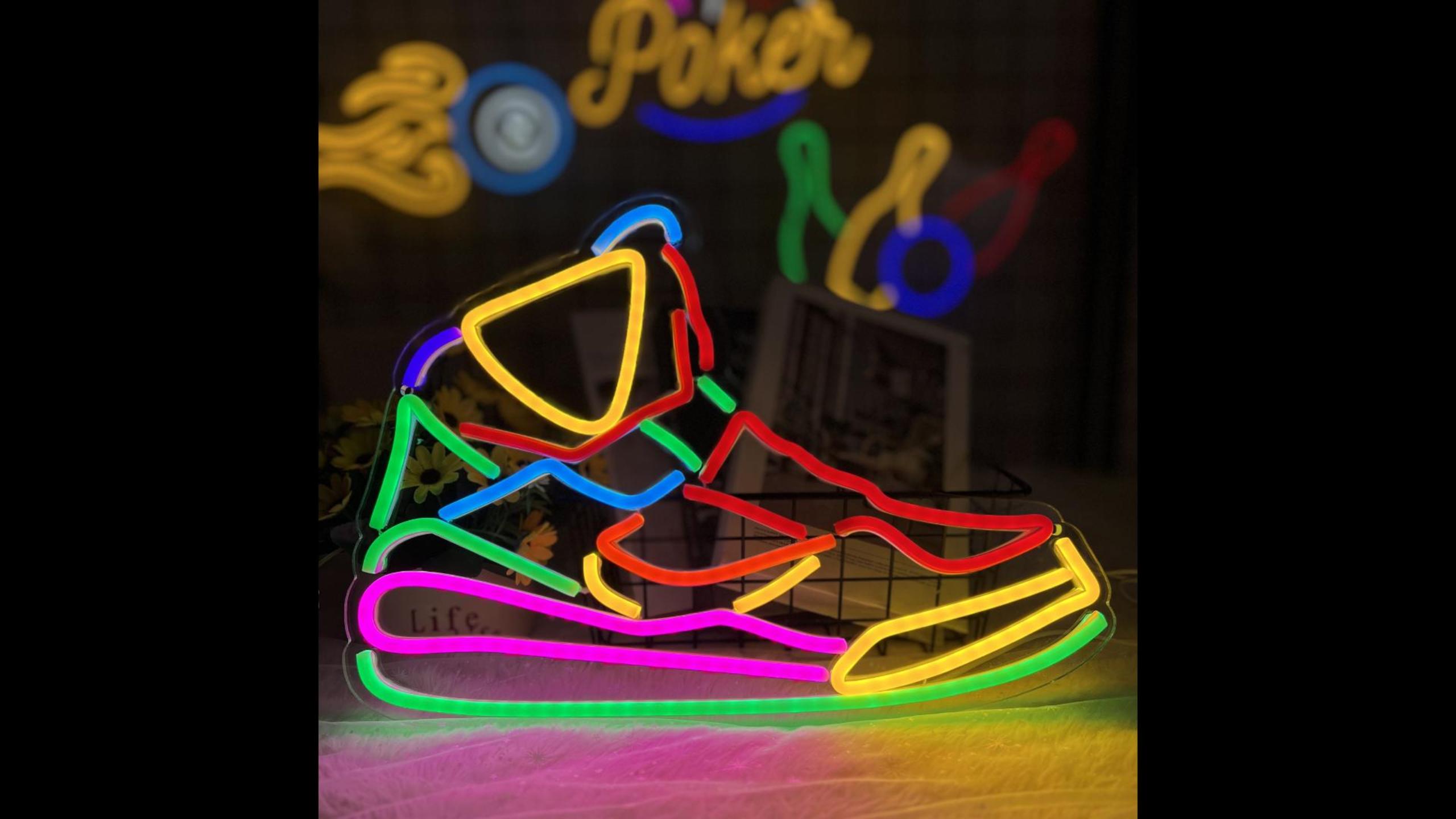 スニーカーデザインのネオンライト オーダー　インテリア Sneaker Neon Signs for Wall Decor, Sports Shoe LED Light Signs for