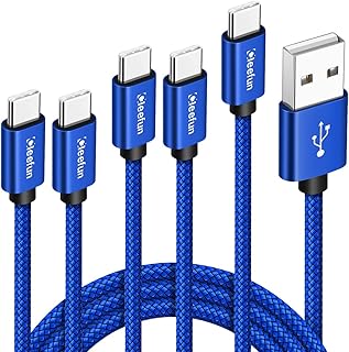 CLEEFUN USB C Cable, 【5-Pack】 3A Type C Cable Fast Charge, (3/3/6/6/10 ft) USB A to USB C Charger Cable Charging Cords for Samsung Galaxy S22 S21 S20 FE Ultra 5G S10 S9 Plus Note 10 9 A51 A70 A71 etc.