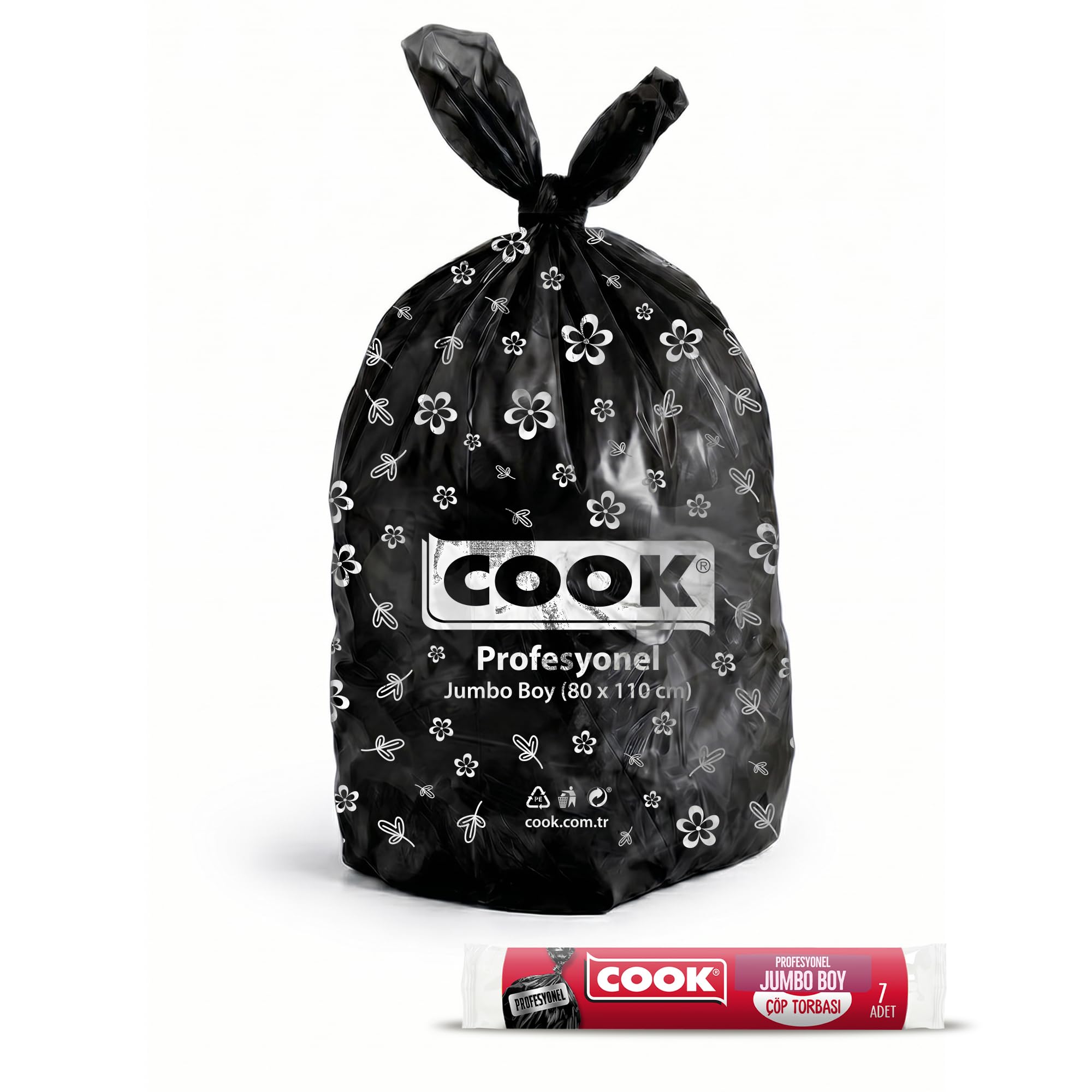 Cook Profesyonel Çöp Torbası, Jumbo Boy 80 cm x 110 cm (7 Adet/Rulo)