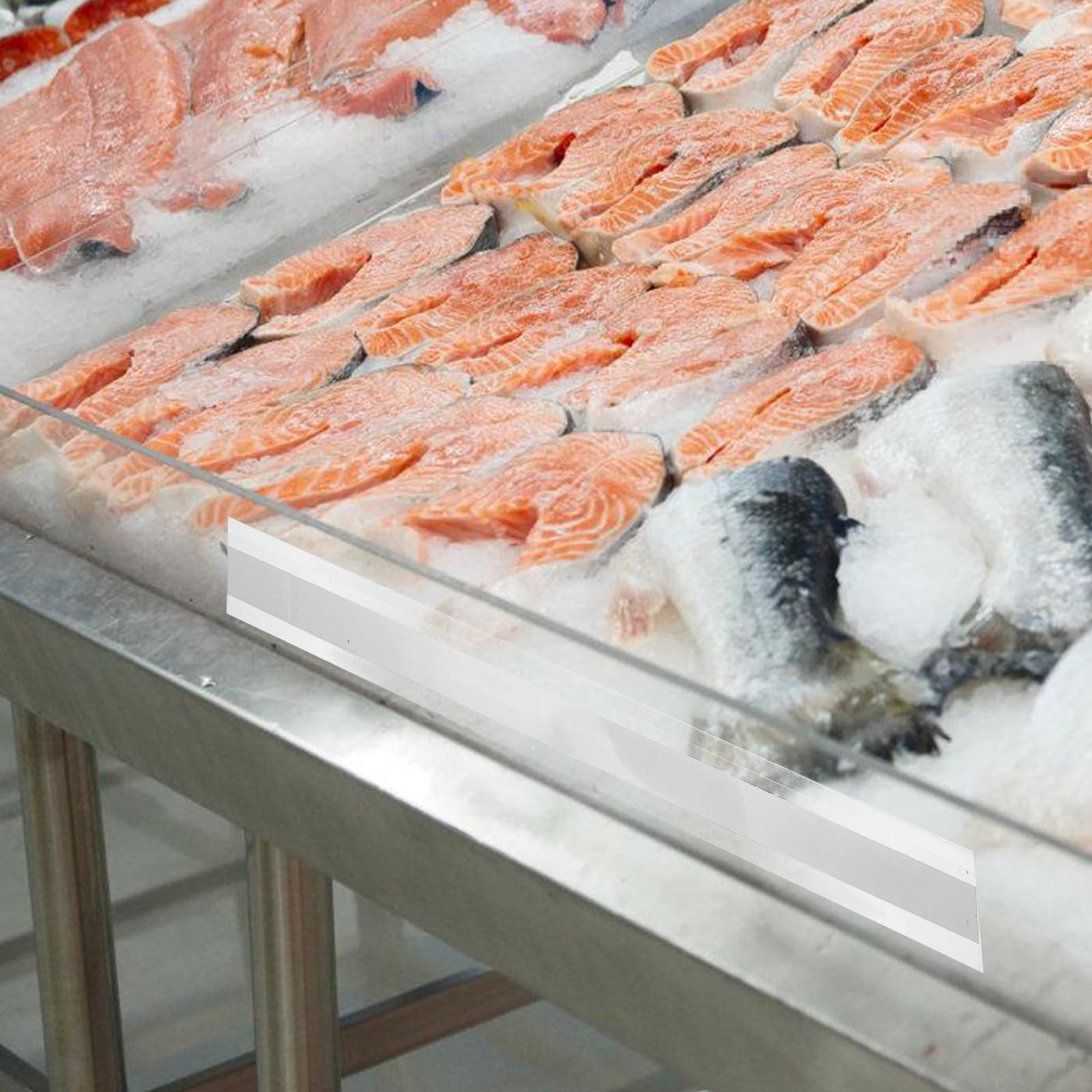 Operitacx 30 pezzi di porta etichette autoadesive per scaffali: etichette in plastica da 40x5 cm, tasca per scheda indice adesiva per supermercato, biblioteca, cucina, ufficio, libreria, cassetta