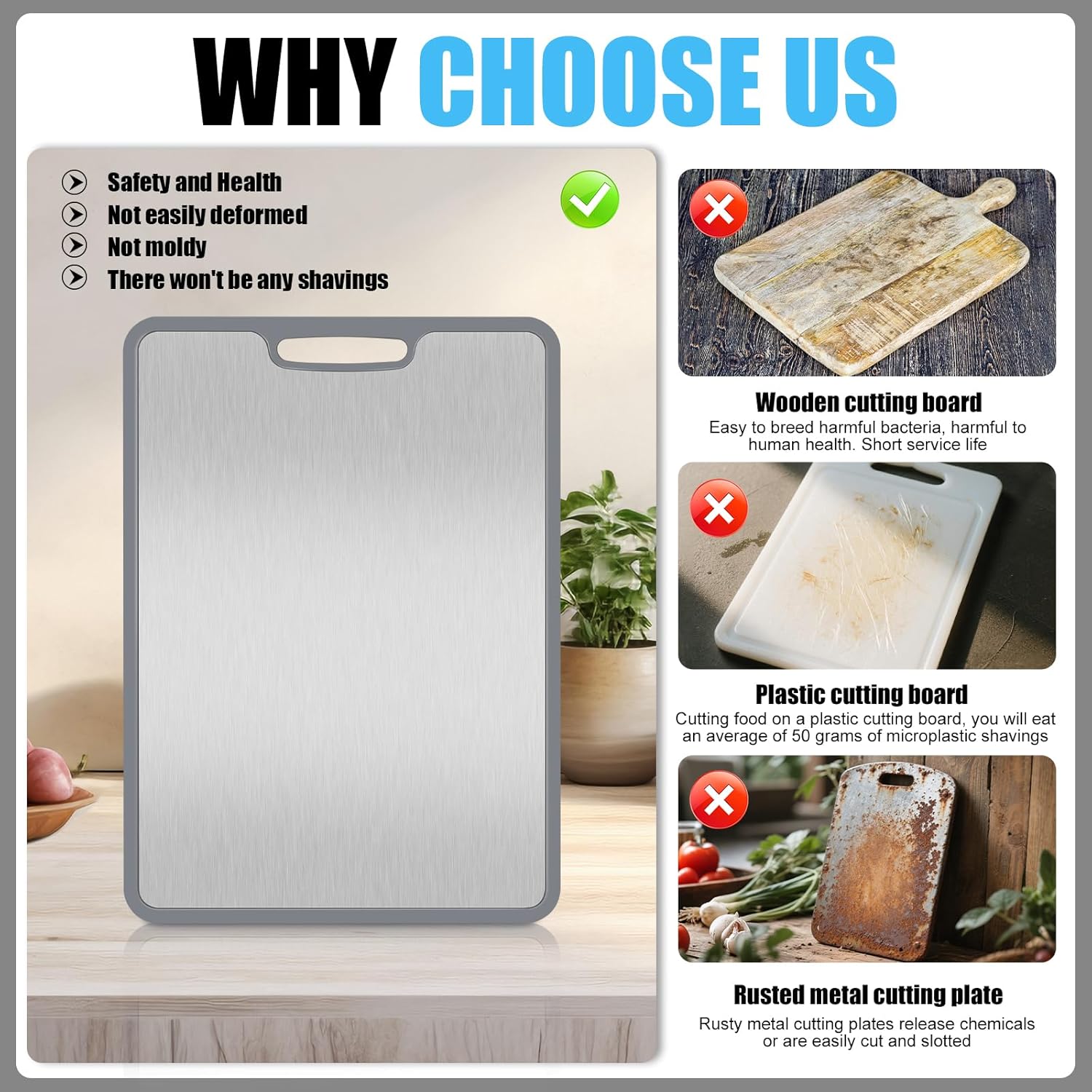 Titanium Cutting Boards for Kitchen, Non-Slip Titanium Cutting Board with