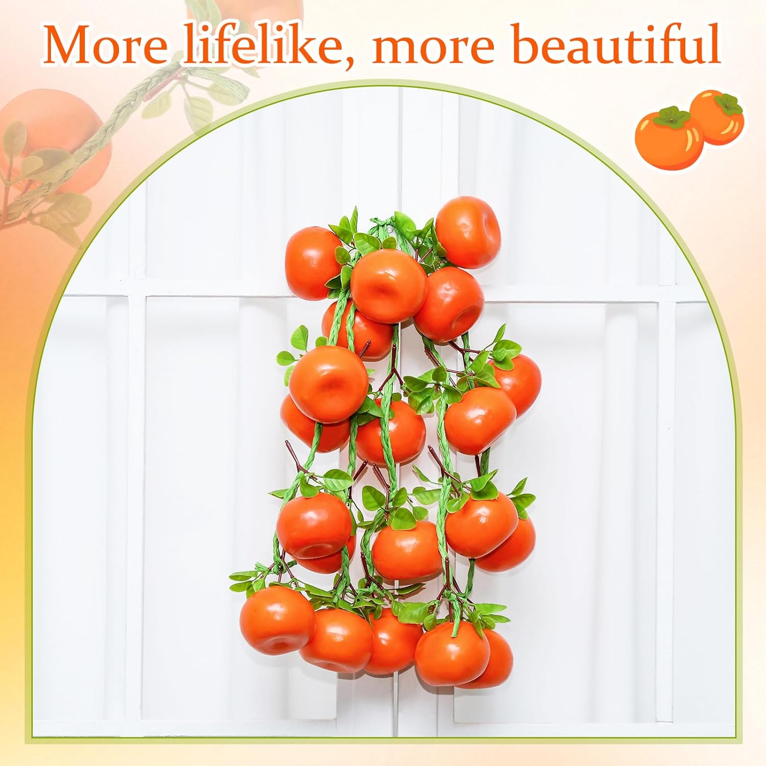 10 Pack Artificial Orange Pendant Fake Fruit Simulation Orange String Hanging Decoration Plastic Fruits Tangerine Vine for Fall Home Garden Autumn Harvest Party Decor