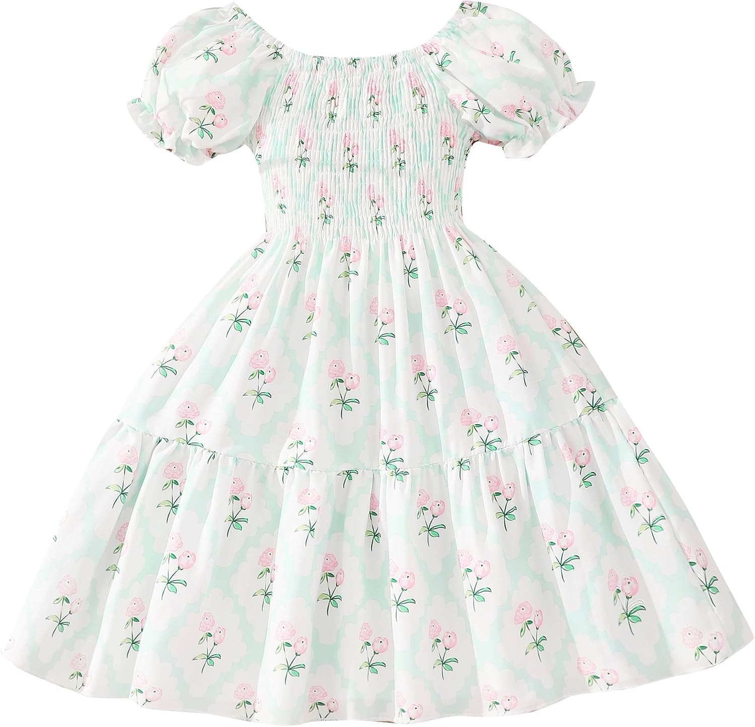 Girls Summer Sundress Casual Short Sleeve Dress for 2-12 Years