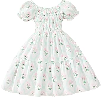 Girls Summer Sundress Casual Short Sleeve Dress for 2-12 Years